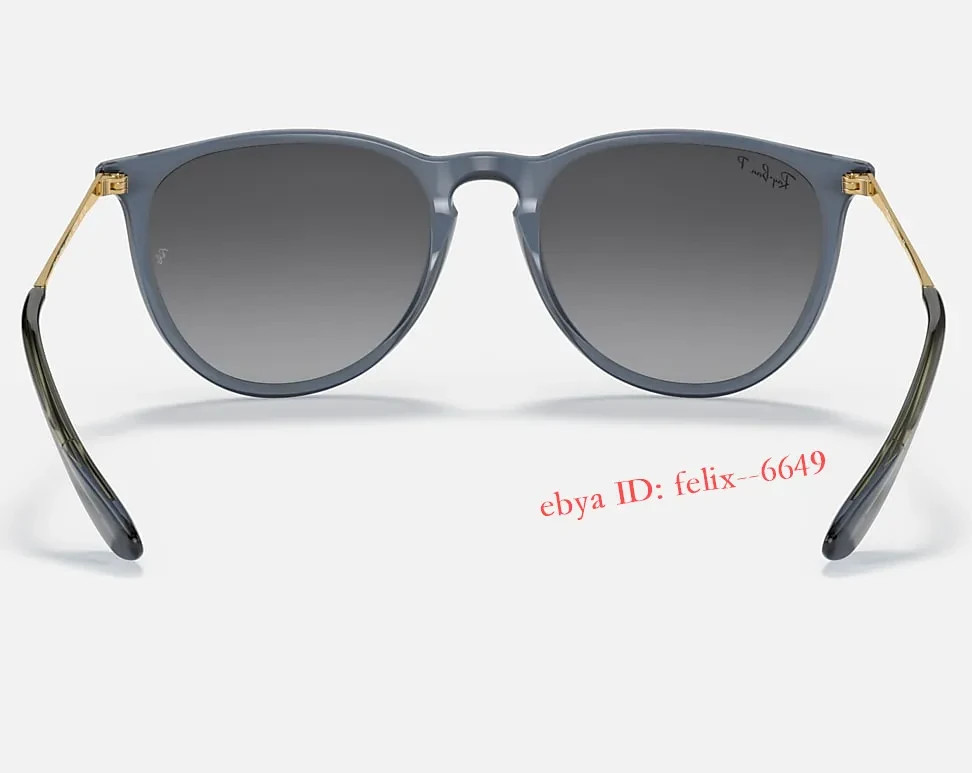 *New* Ray-Ban Erika RB4171 6592/T3 Polarized Sunglasses Blue Frame Grey UV Lens