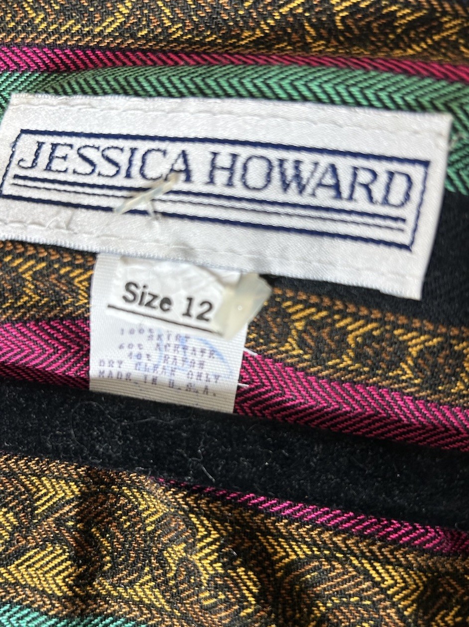 NWT Jessica Howard Frog Closure Jacket Sz 12 Boho Multi Print Long Sleeve Fitted