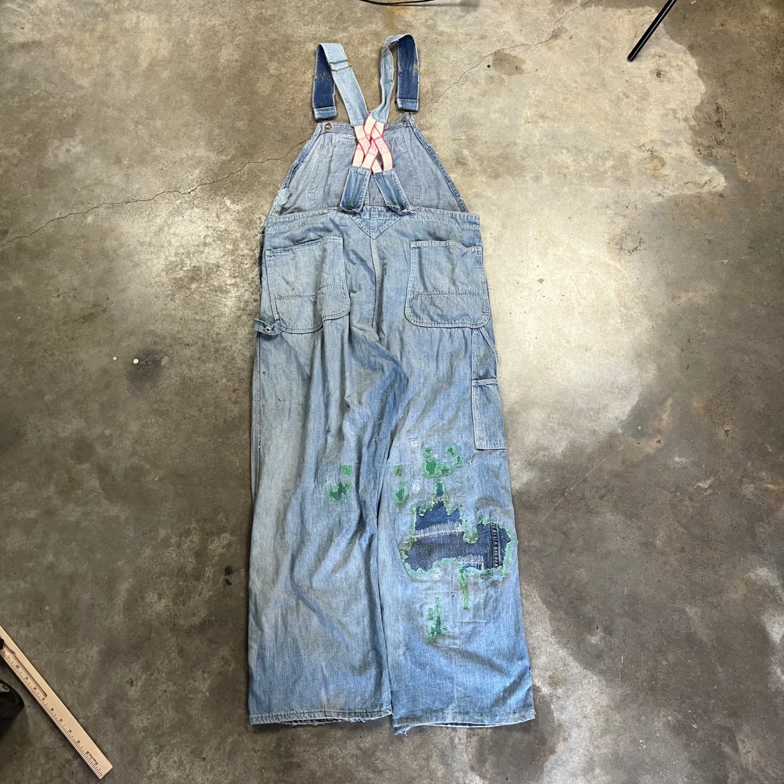 Washington Dee Cee Overalls 40×30 Blue Vintage Distressed Painter Workwear 50s
