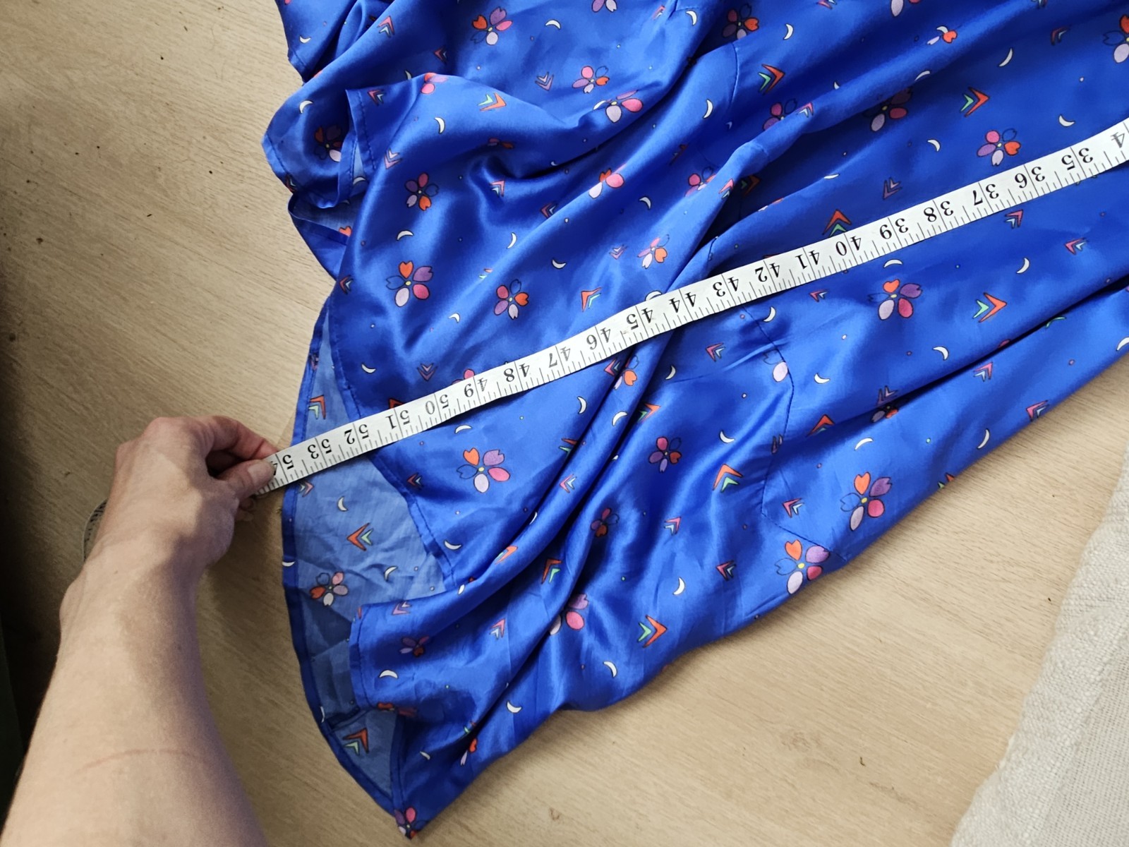 Olivia Rubin Katya Blue Ditsy Floral Silk Mix Satin Print Midi Dress UK 18