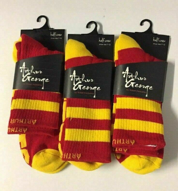 One Pair of Arthur George Love Hurts Half Crew Socks Size 7-12 Red/Yellow