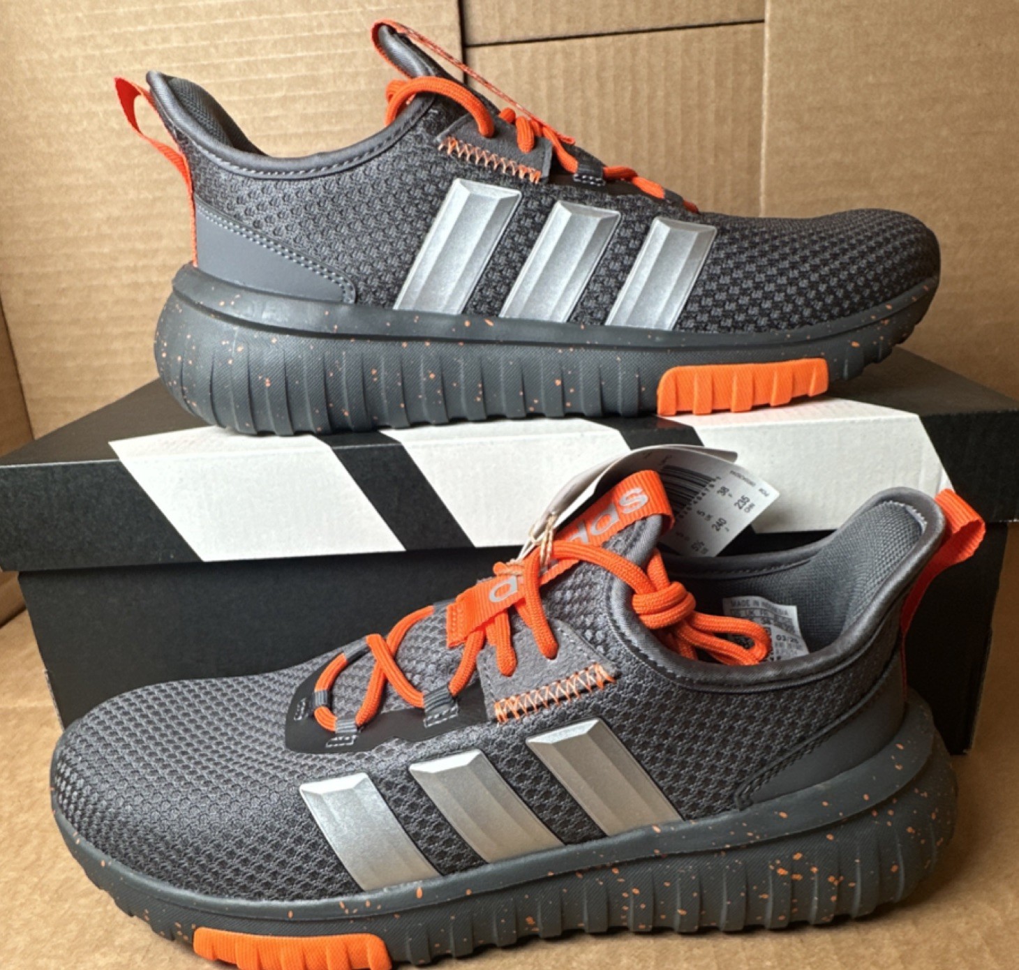 adidas Kaptir 4.0 K Boys 11K Gray/Orange Low Top Sneakers JP9254