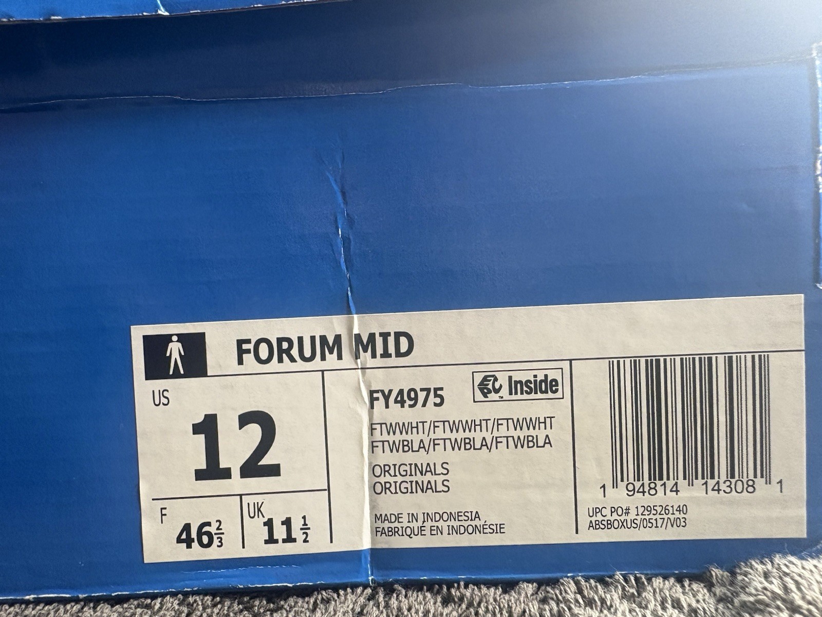 adidas Forum Mid Triple White Men’s Leather Mid Top Sneakers FY4975
