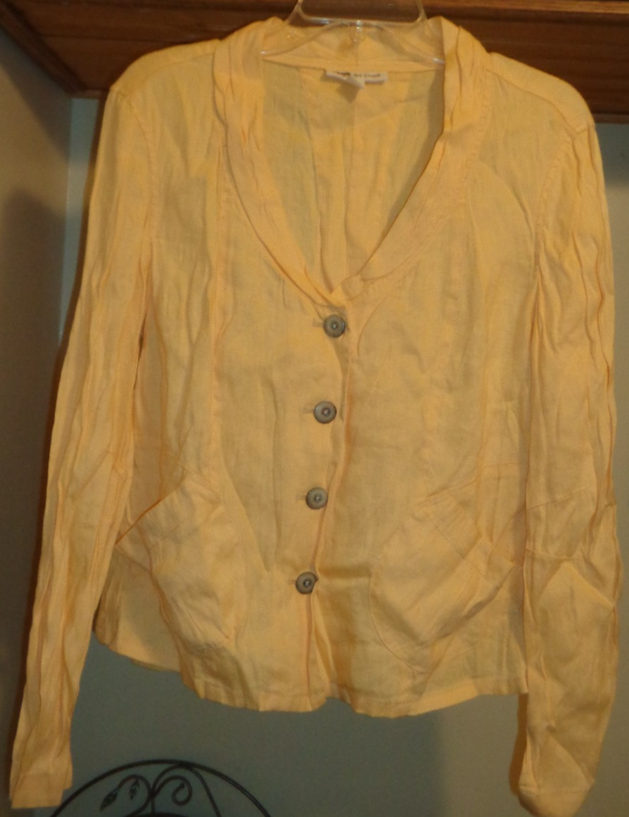 COLDWATER CREEK YELLOW SHAWL COLLAR LINEN “BYE” BLAZER JACKET NWT $99 SZ 10