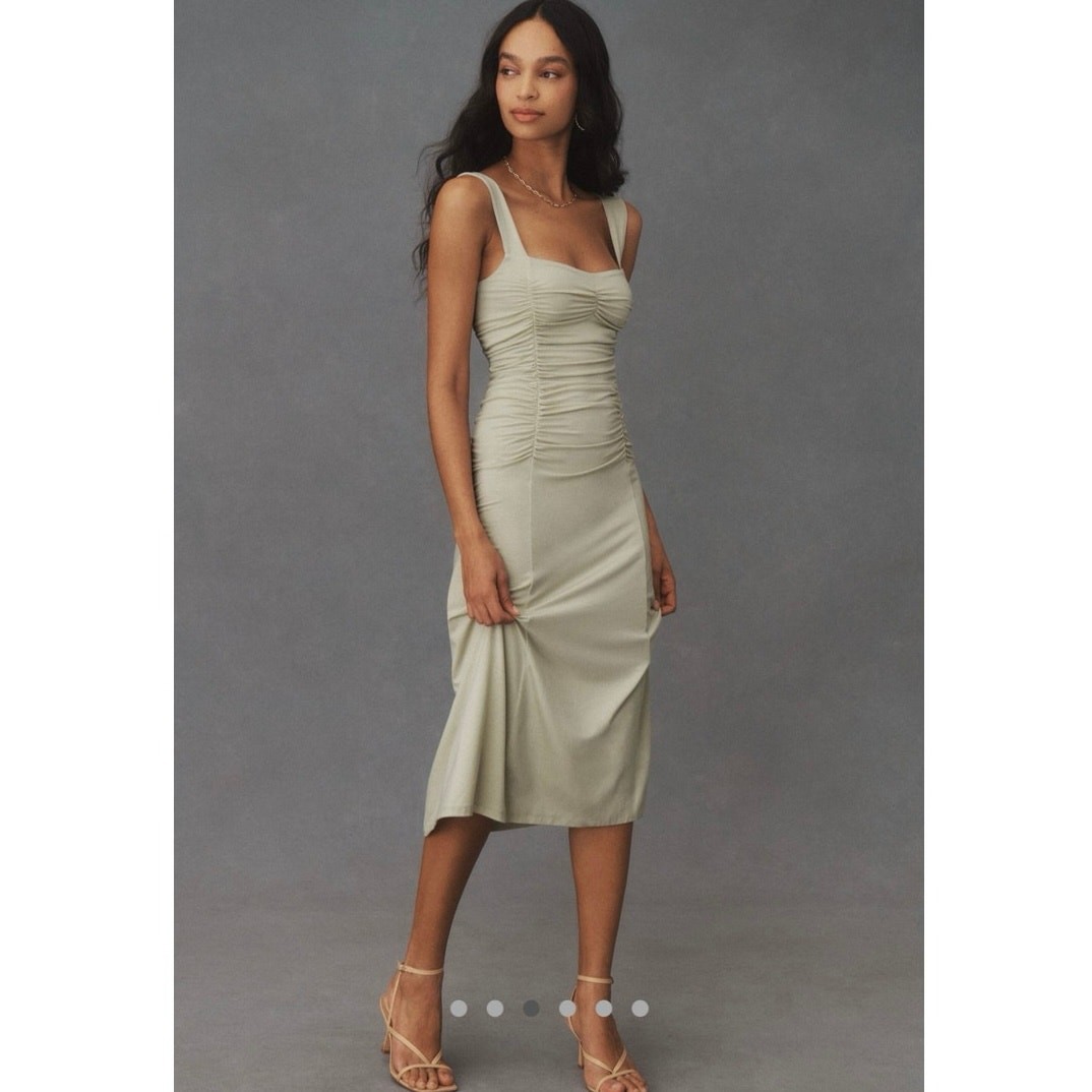 Reformation Light Sage Green Suvi Sleeveless Knit Midi Dress Size Large
