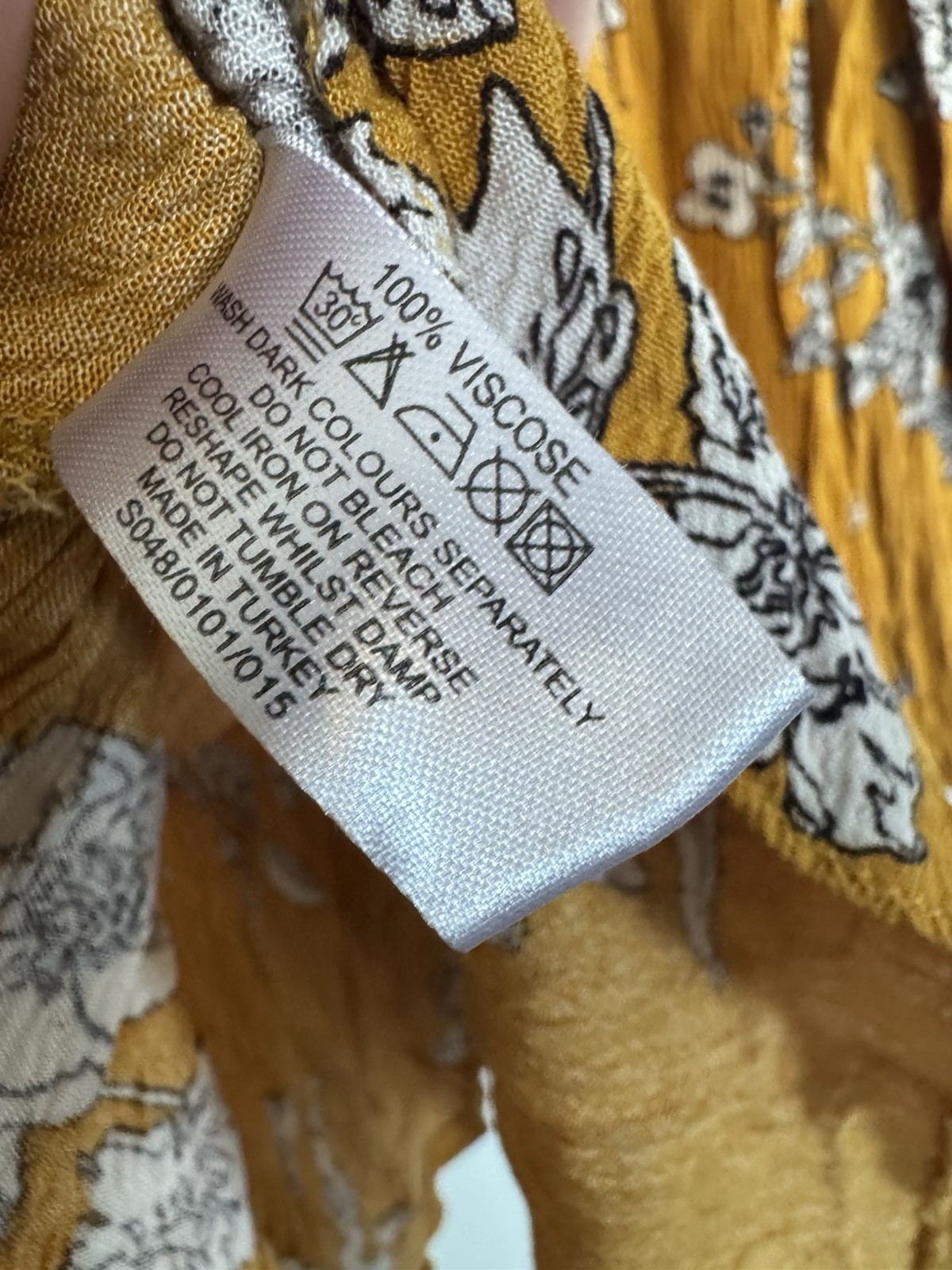 UK 14 Select Mustard And White Floral Print Crinkle Off The Shoulder Summer Top