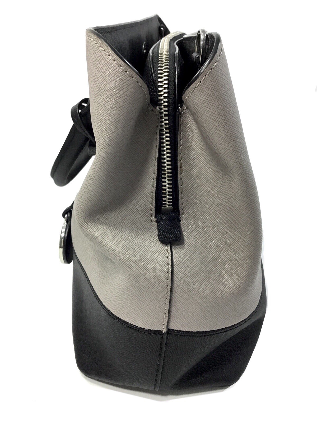 MICHAEL Michael Kors Savannah Large Satchel (Pearl Grey/Black) 30F7SS7S3T-PGBLK