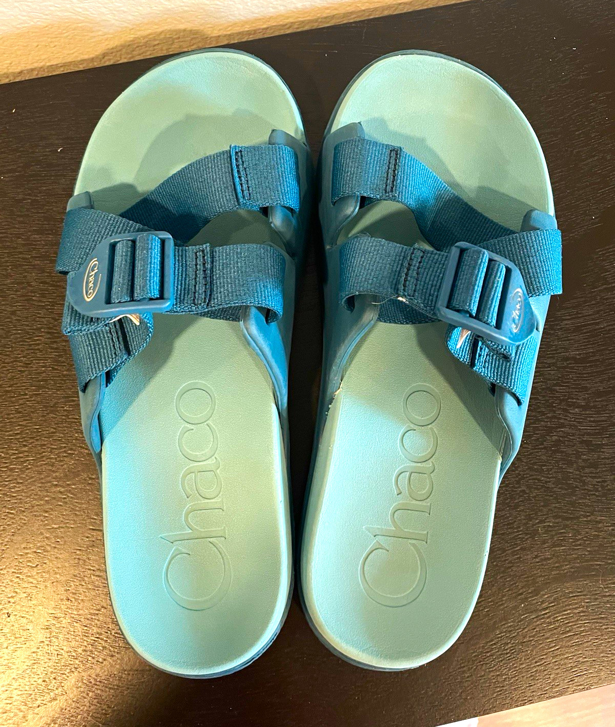 Chaco Women’s Blue Strappy Adjustable Buckle Sandals Rubber Upper Size 8