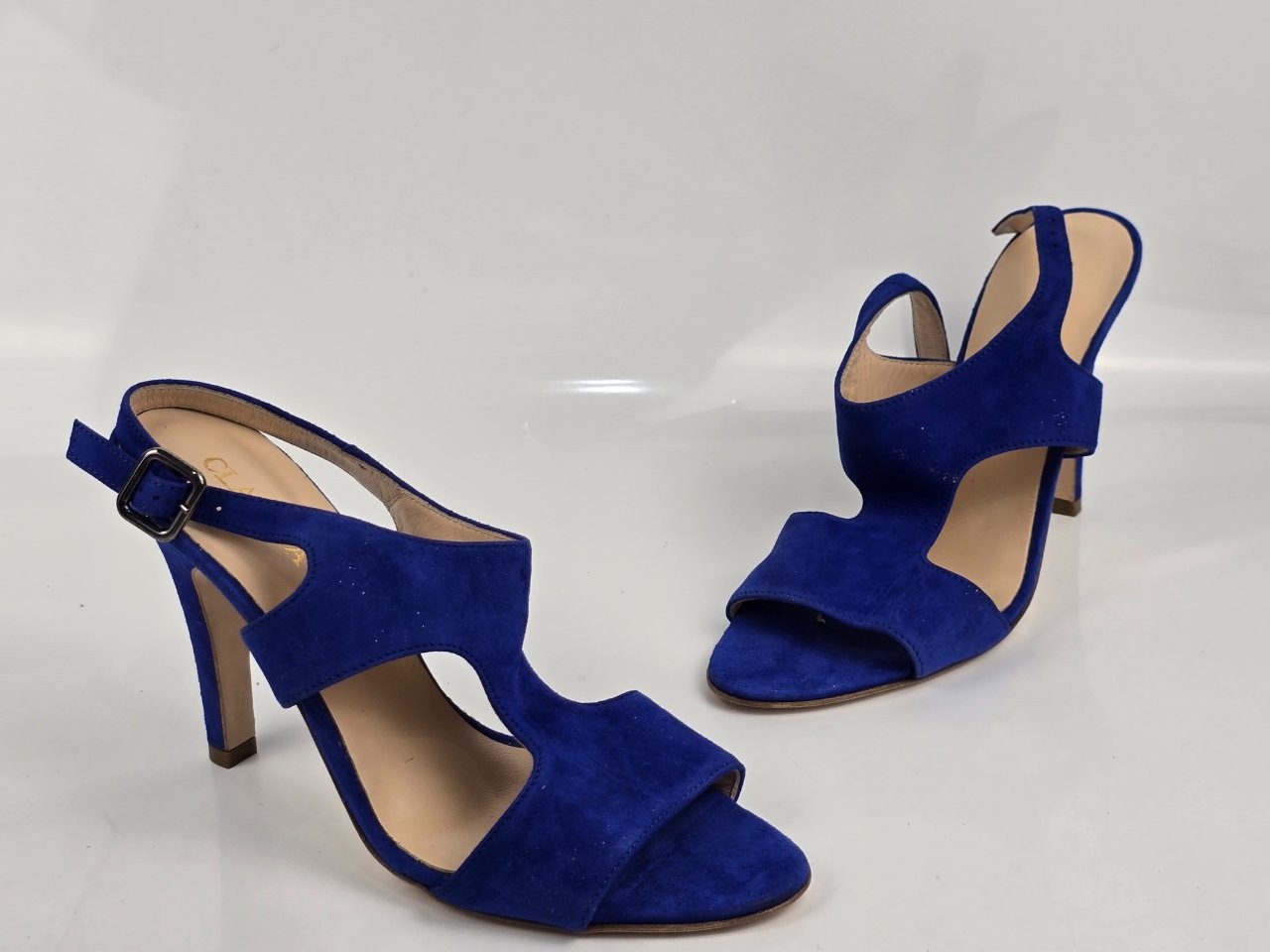Claudia Ciuti Women’s Blue Suede Cutout Slingback Heels US Size 8.5M