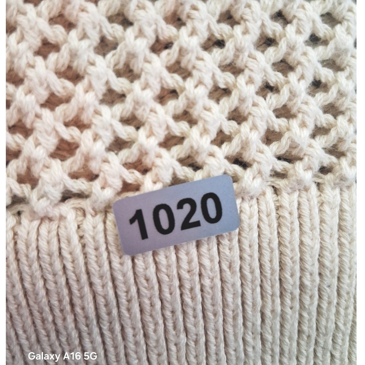 Cream Open Weave Mesh Knit Sweater Crew Neck Boxy Long Sleeve Pullover