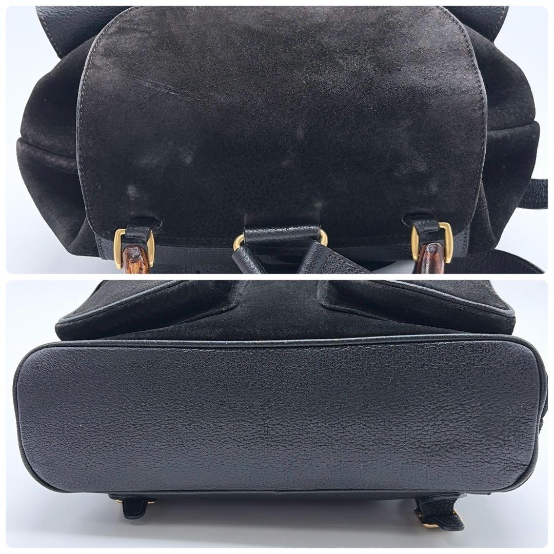GUCCI Bamboo Suede Rucksack Black Double‑Pocket Turn‑Lock Drawstring Backpack