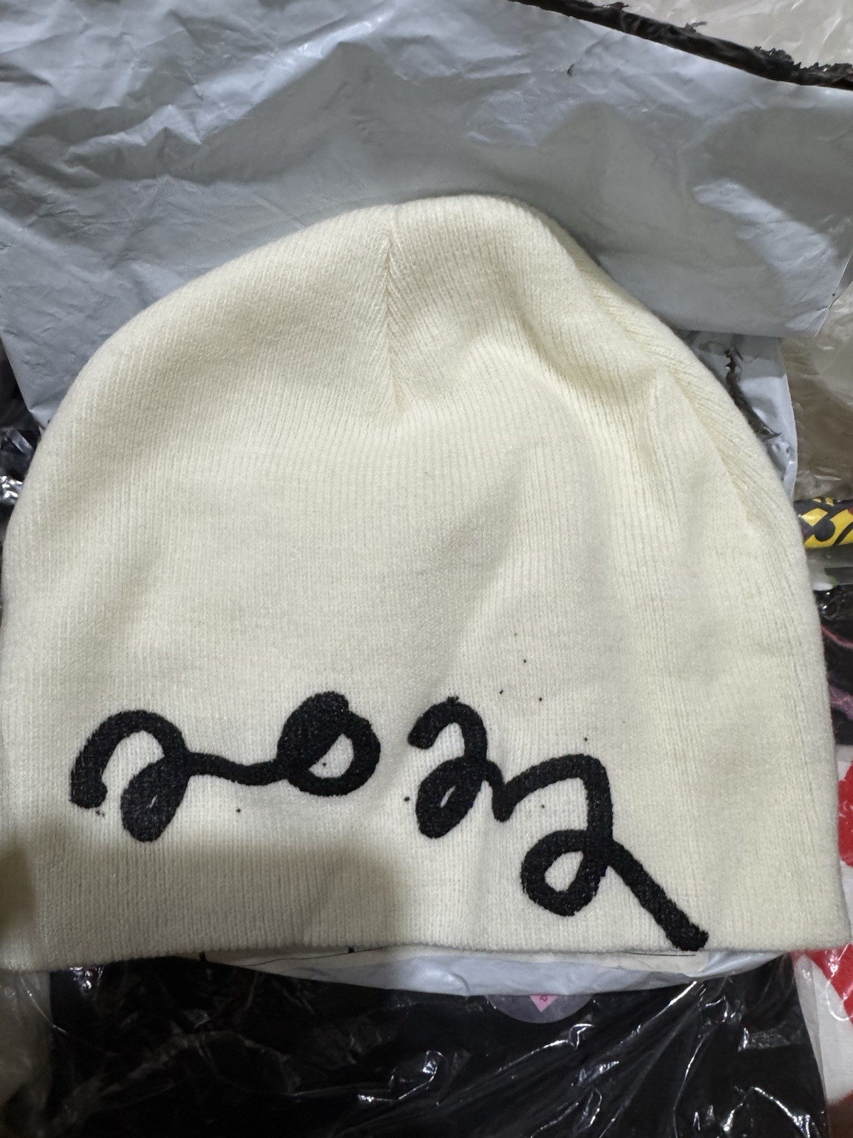 Asspizza Puff Print Logo Beanie White 2022