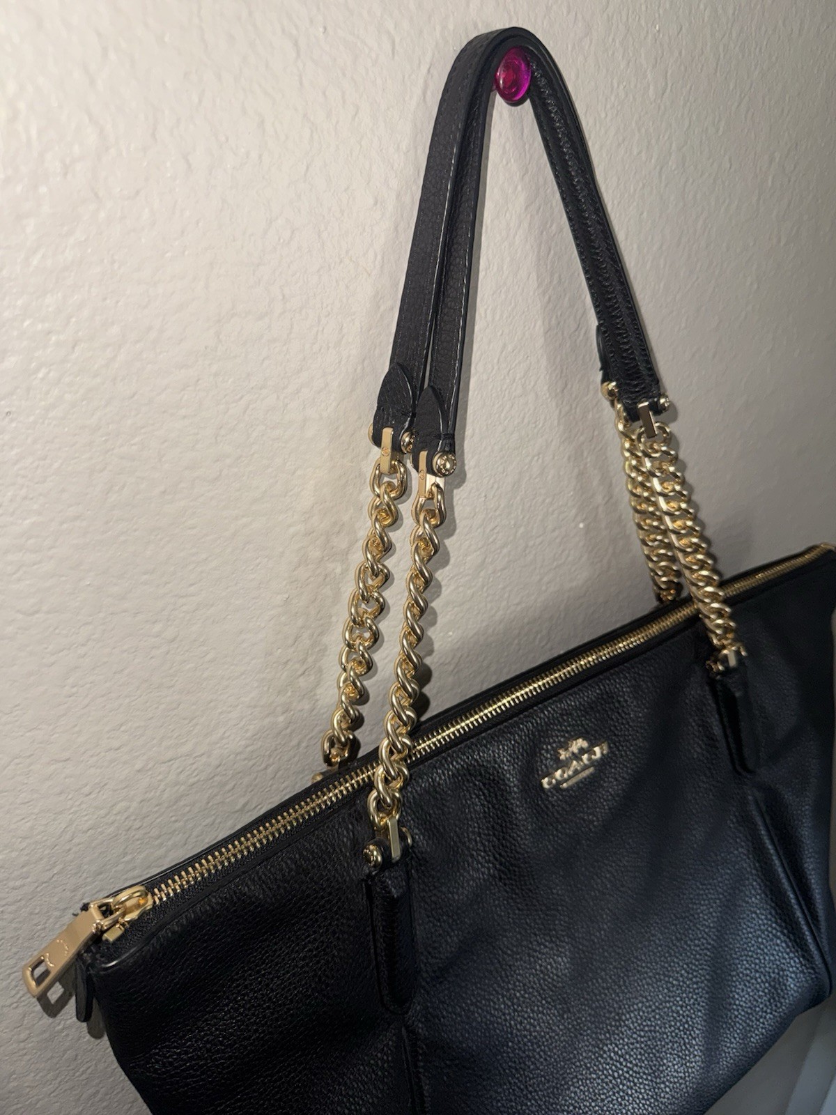 Authentic Coach Ava Chain Tote Black CLEAN