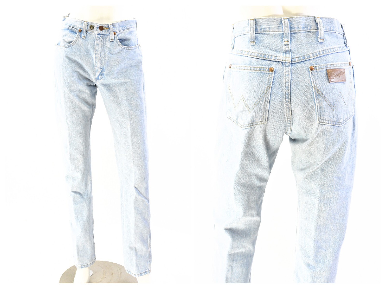 90s Womens 7 x 34 Light Wash High Waist Wrangler Jeans Straight Leg