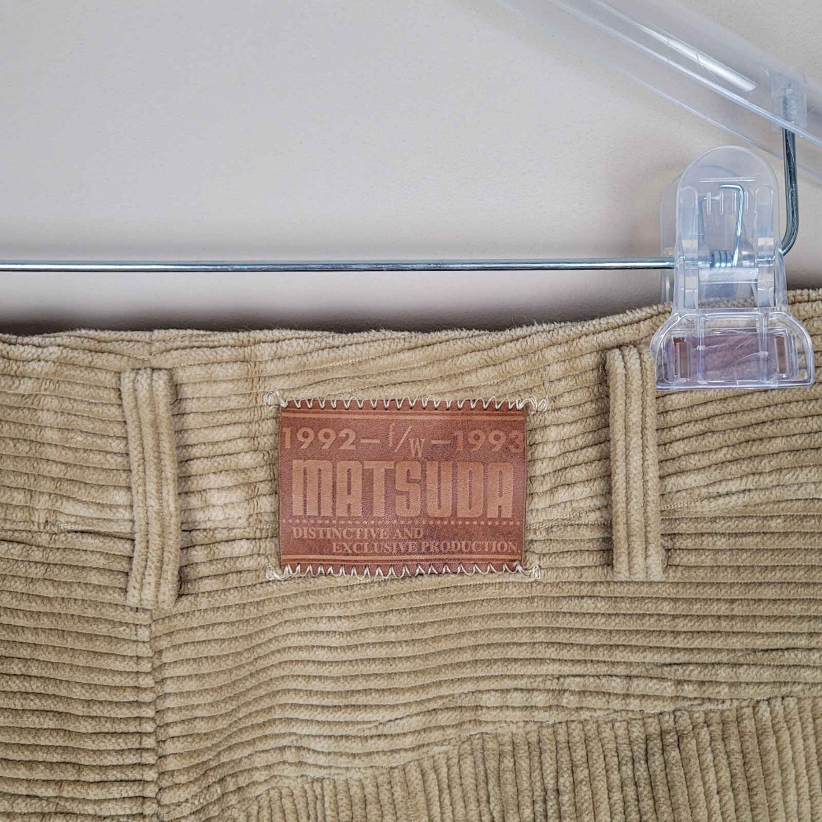 Matsuda Nicole Tokyo Size L Waist 39 Vintage 90s Chunky Corduroy Camel Pants