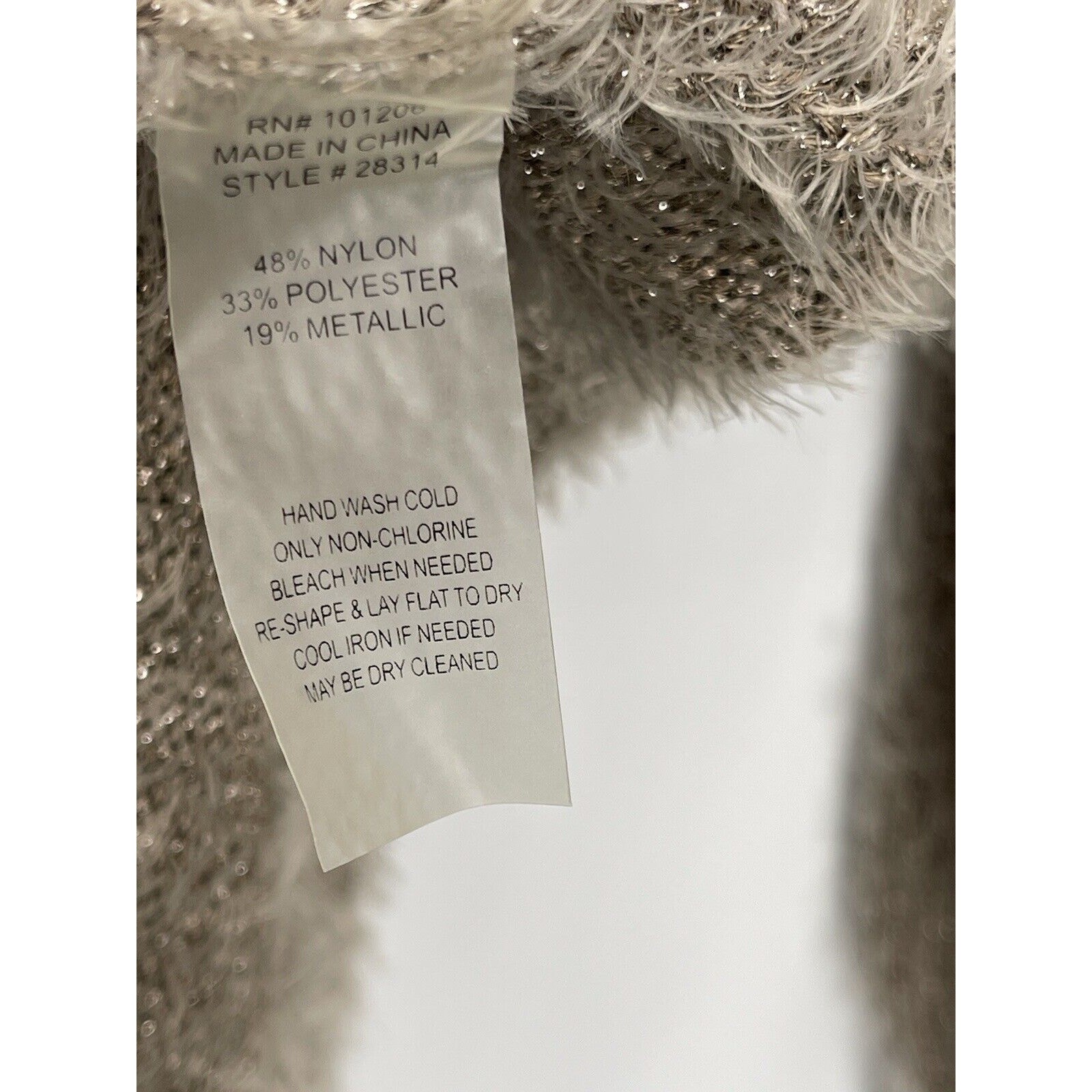 NWT Soft Surroundings Subtle Shimmer Sweater Eyelash Fuzzy Greystone Medium