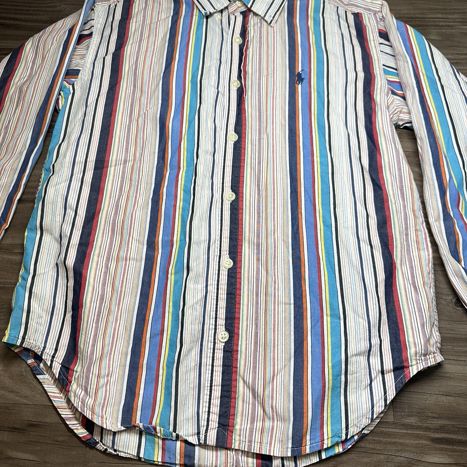Ralph Lauren Women’s M (12/14) Striped Multicolor Long Sleeve Cotton Button-Up
