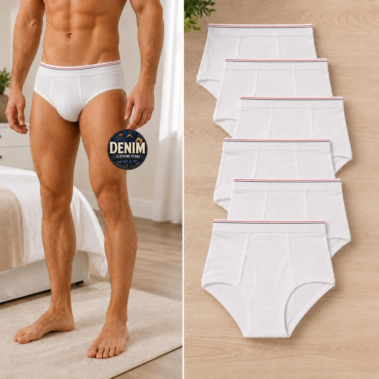 6 Pack Men’s 100% Cotton Brief Underwear Soft Breathable Classic Fit S-XL White
