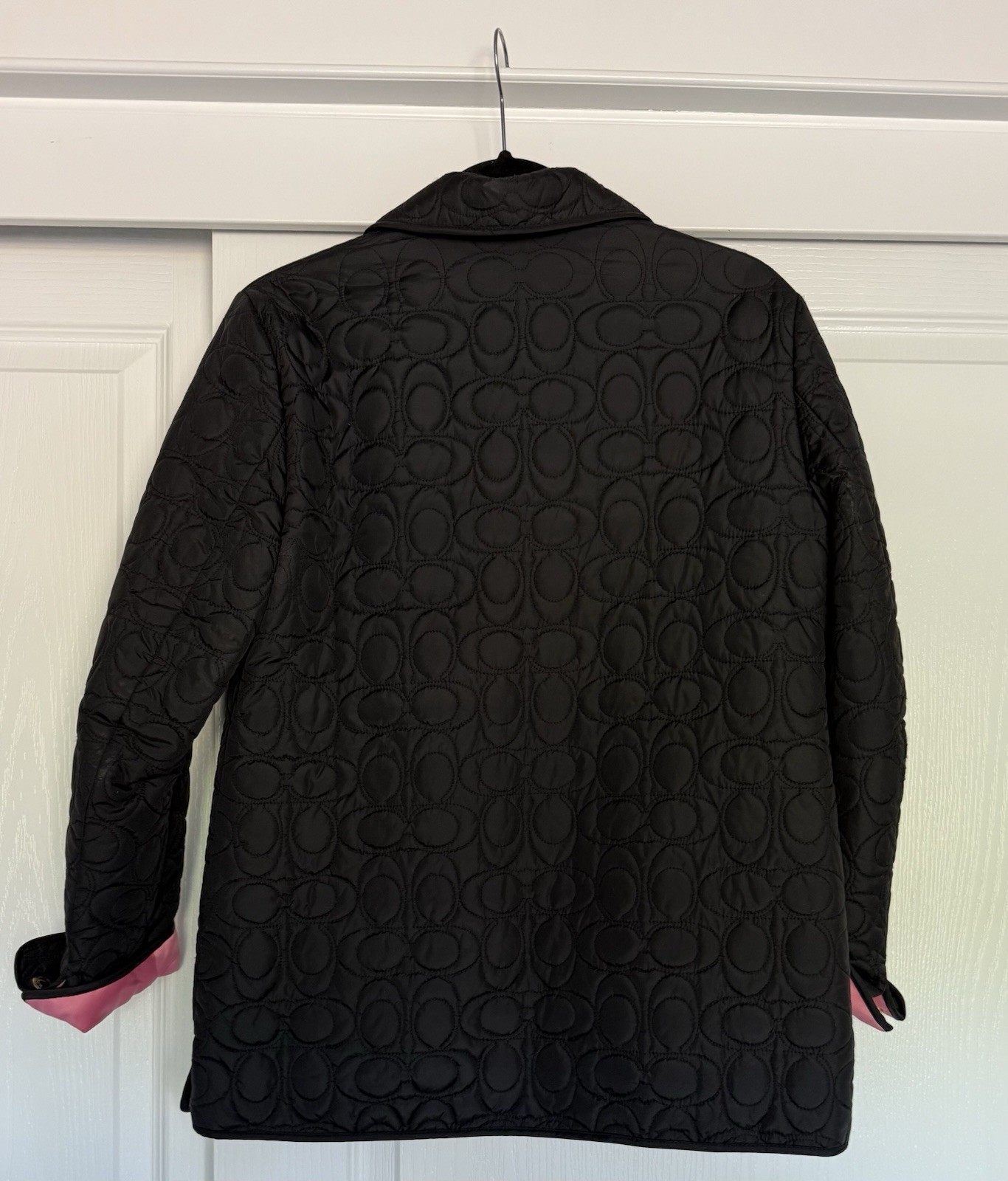 Coach Monogram C Logo Quilted Black & Pink Jacket