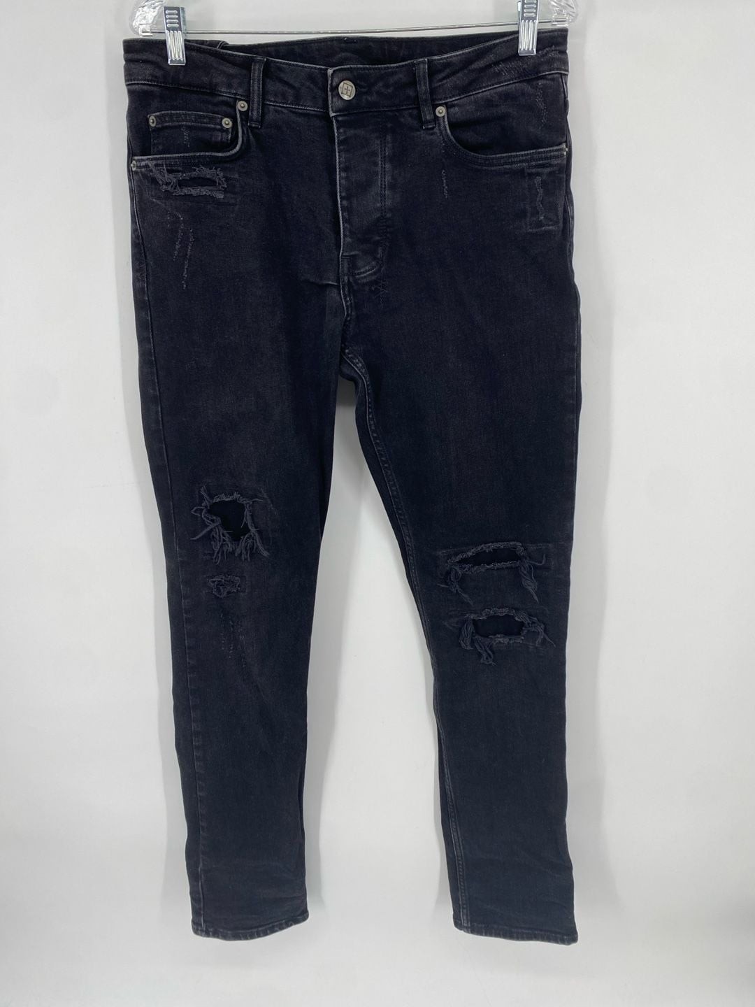 Ksubi Chitch Boneyard Black Distressed Slim Jeans Size 33 inseam is 31”