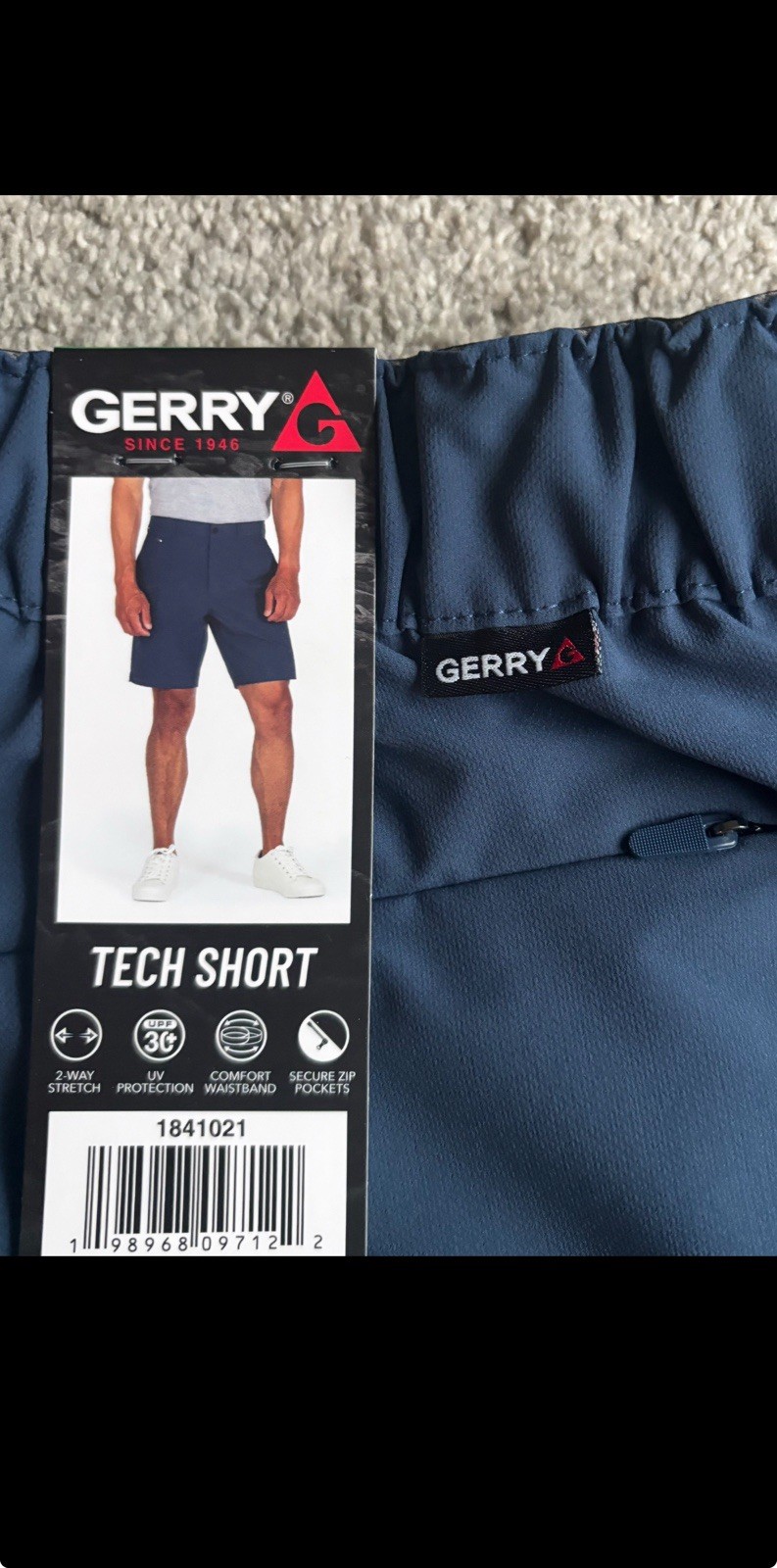 GERRY MEN’S TECH SHORTS COMFORT WAISTBAND UV PROTECTION ACTIVE PERFORMANCE NWT