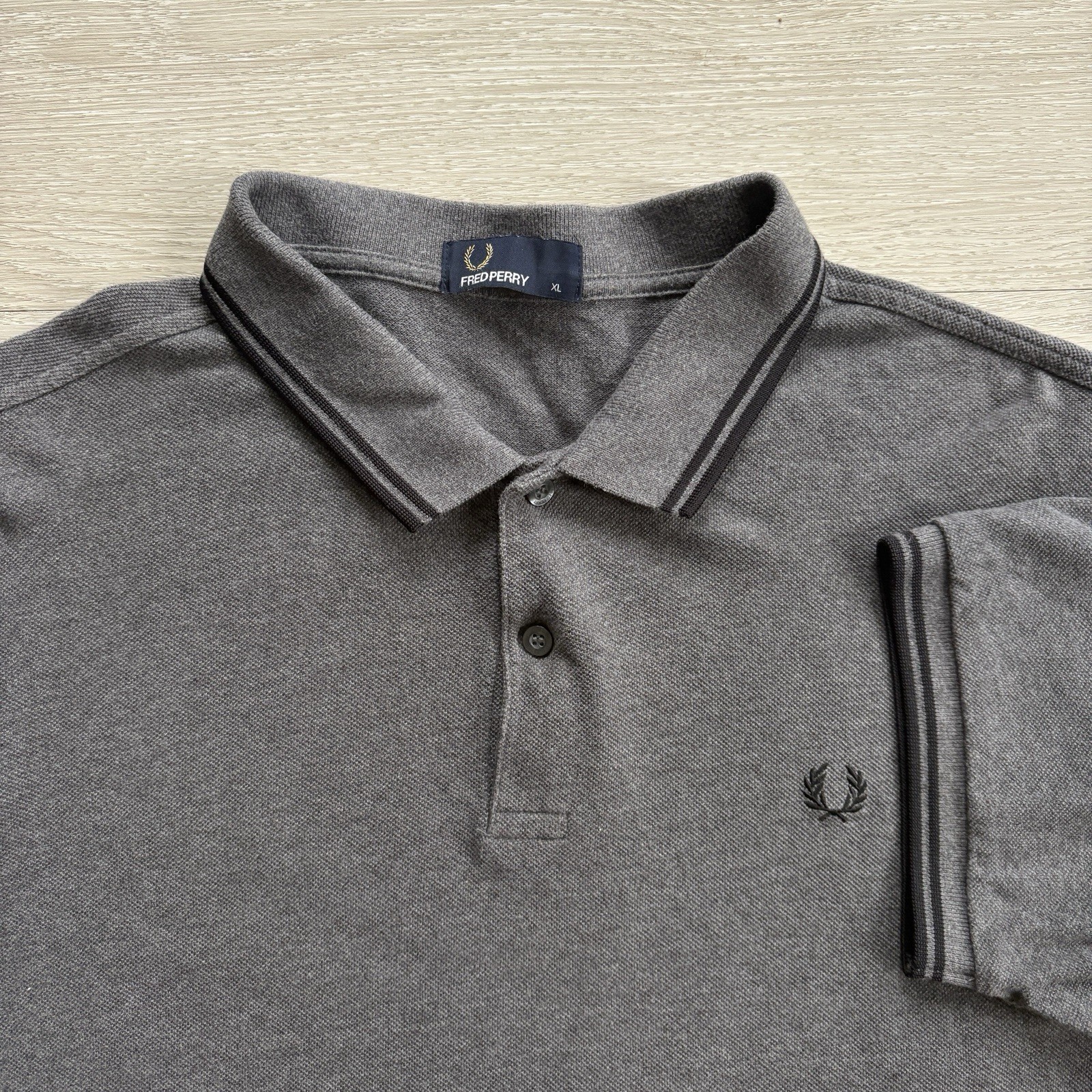 Fred Perry M3600 Short Sleeve Twin Tipped Polo Shirt Grey Mens Size Extra Large