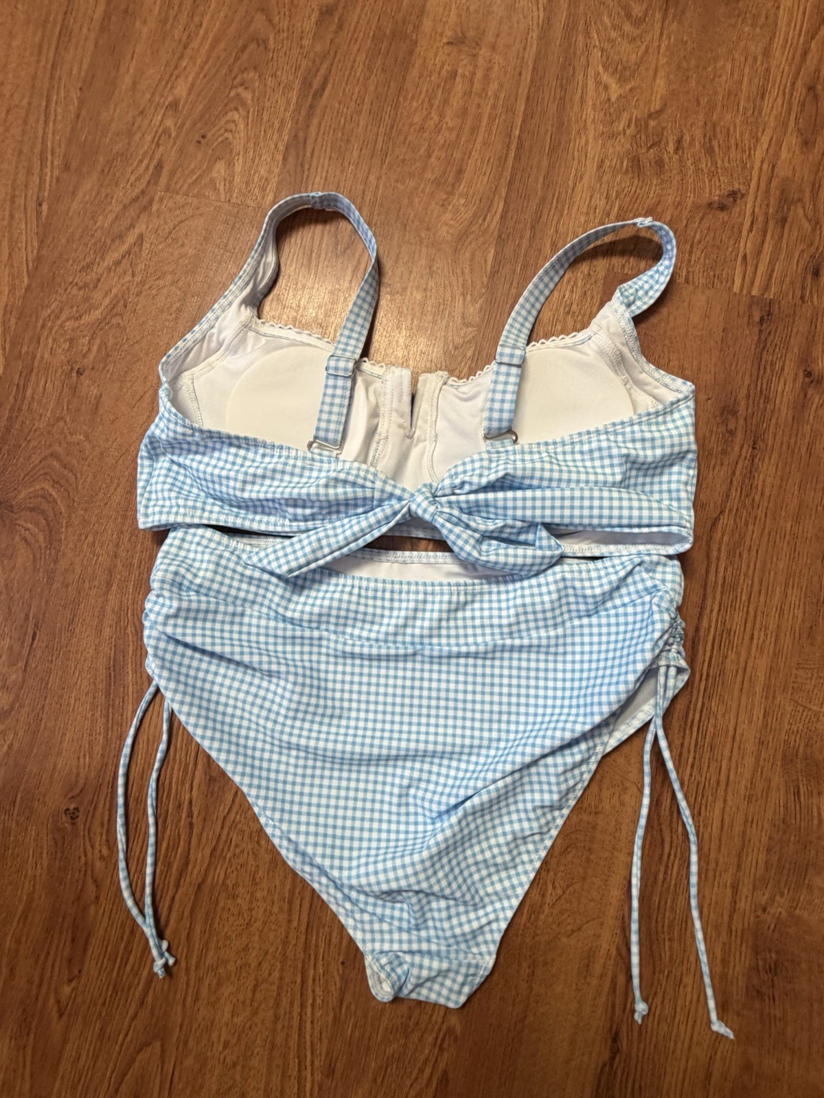 Blue/White Gingham 2-Piece Bikini Set Underwire Adjustable Strap XL