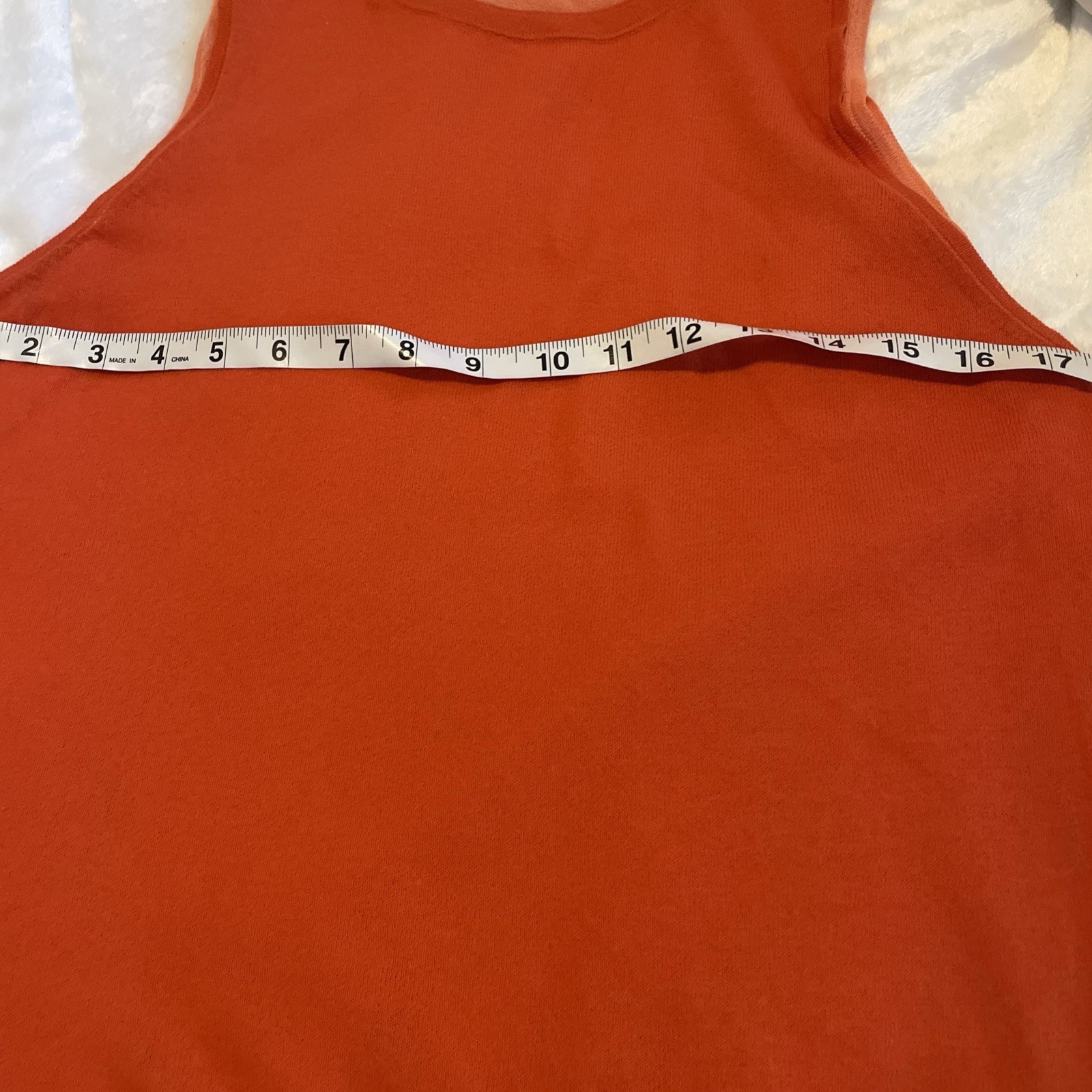 VINCE Medium Sleeveless Knit Double Layer Orange Peach Blouse Classic Preppy