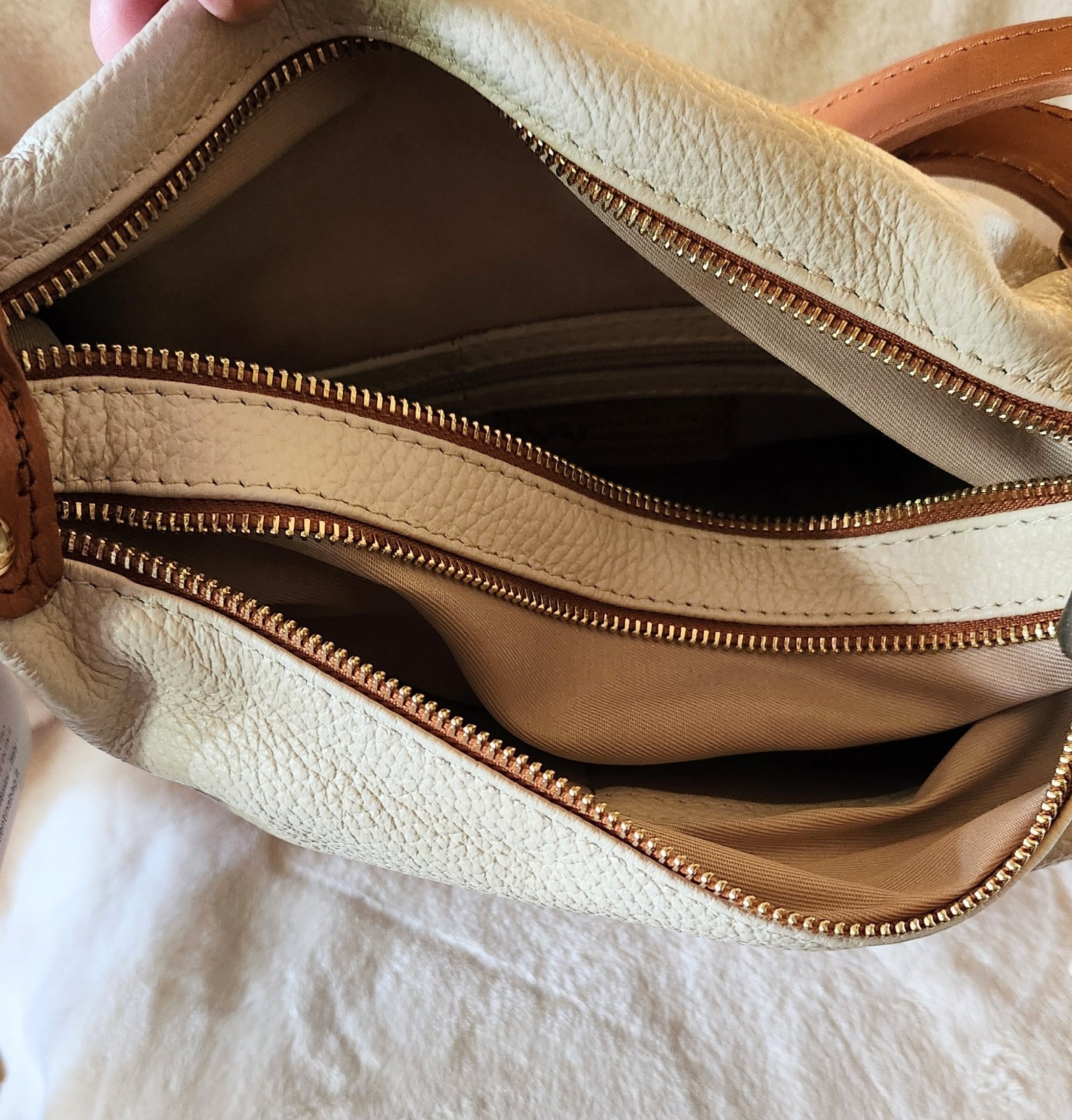 Valentina Italian Raffia & Leather Bucket Bag Latte & Cognac Trim NWT