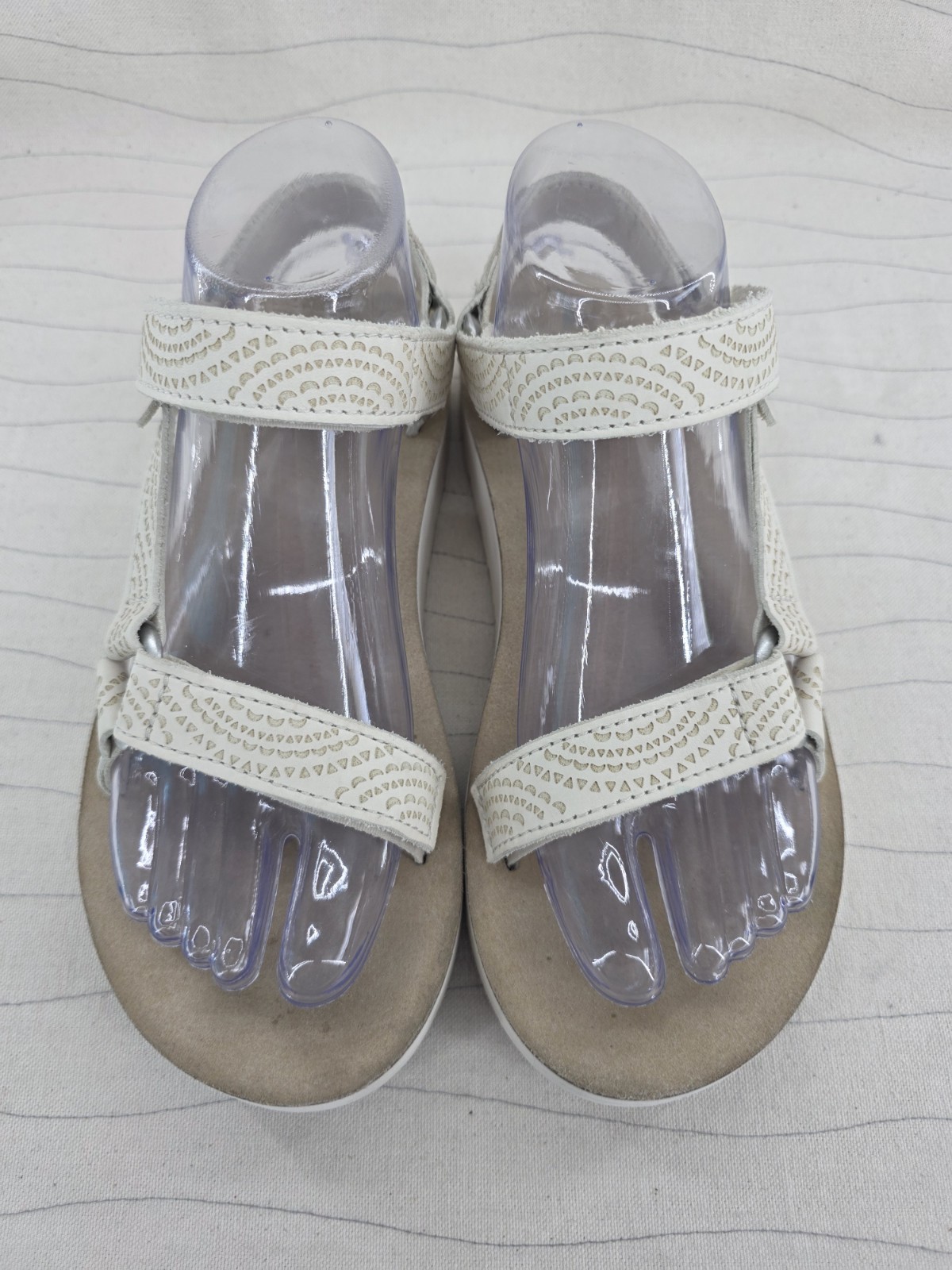 Teva Womens Midform Universal Geometric Beige Leathe4 Sandals 1090873 Size 7