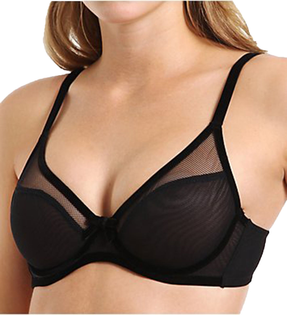 Claudette Women’s Licorice Black Fishnet Plunge Bra
