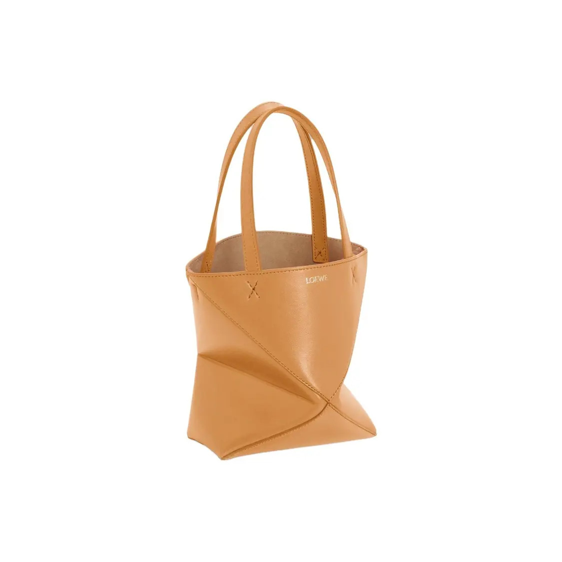 LOEWE Puzzle Fold Tote shopping bag handbag mini male model brown 6.5×3.7×7.8 in