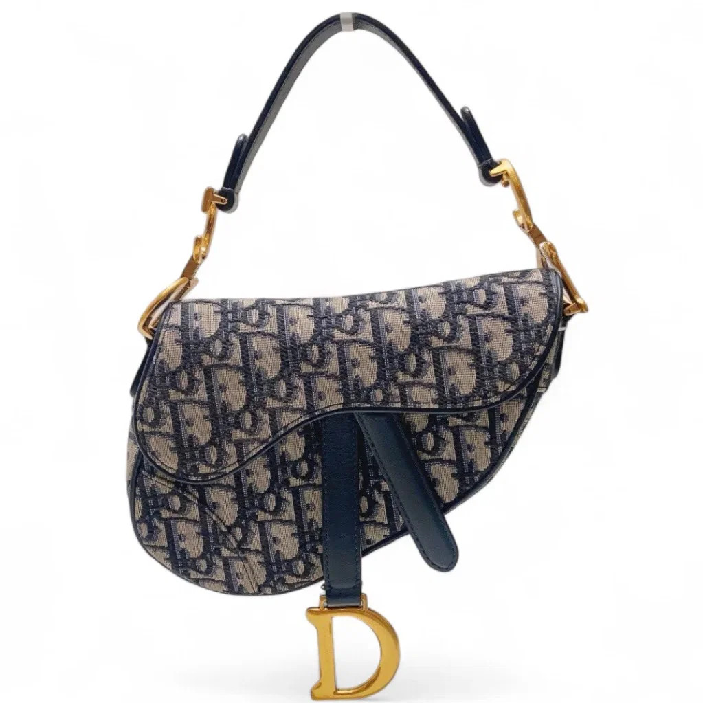 Dior Small Saddle Bag Beige Navy Oblique (aa072326o4r)