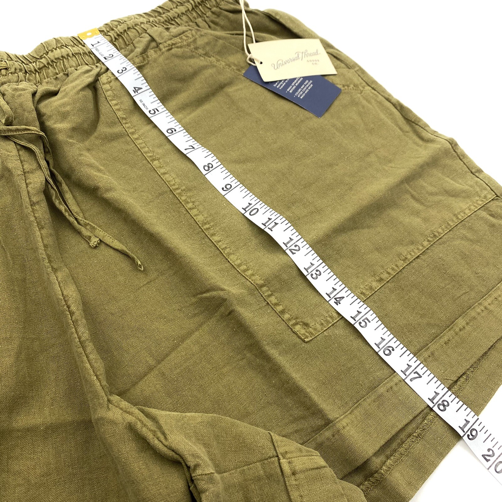 Universal Thread Womens Plus Size 2X Mid-Rise Tie Waist Utility Shorts Olive