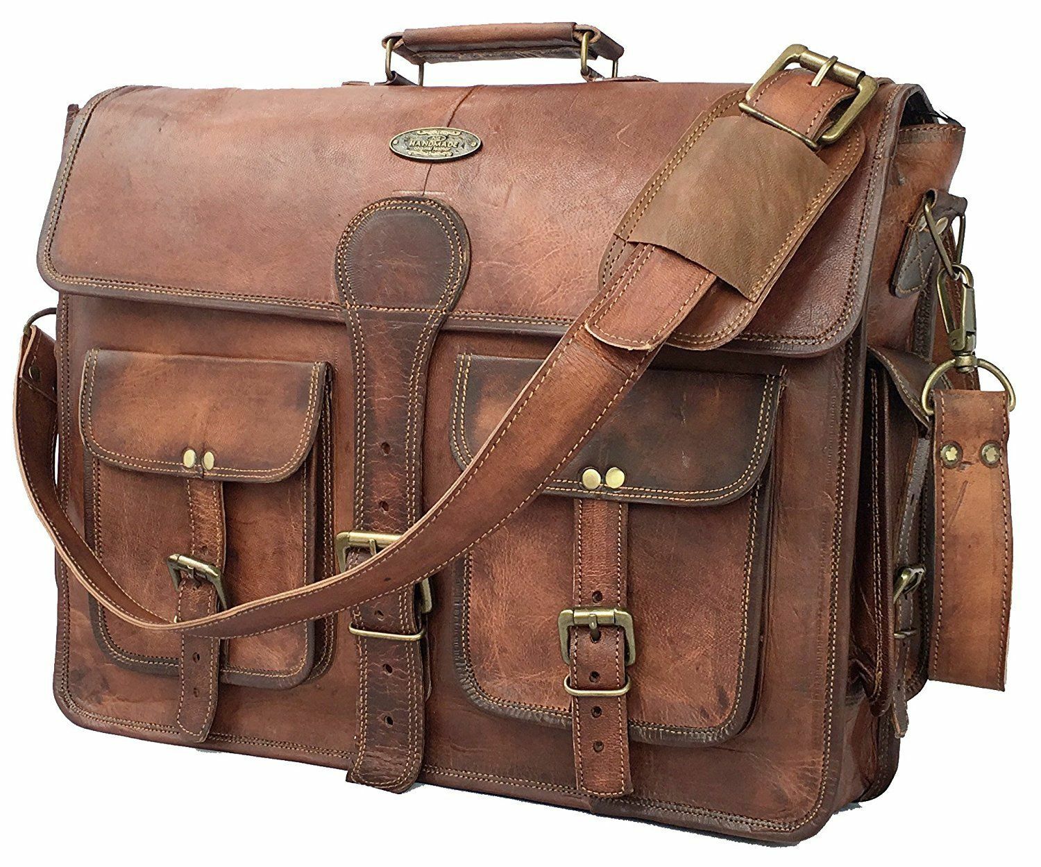 Handmade Men’s Genuine Leather Vintage Laptop Messenger Briefcase Bag Satchel