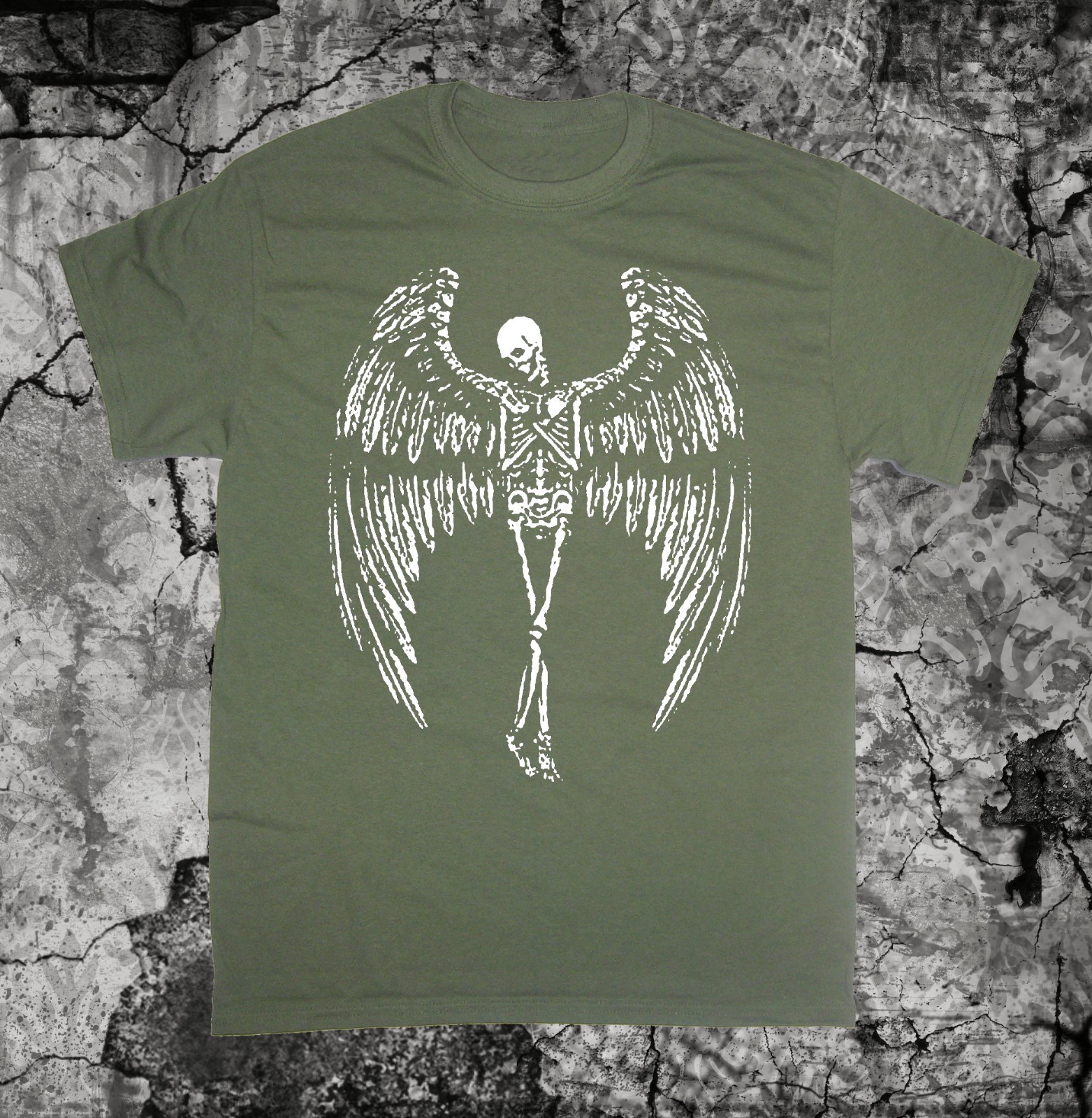 Winged Skeleton Shirt – Occult Gothic Satanic Pentagram Skull Baphomet Inverted