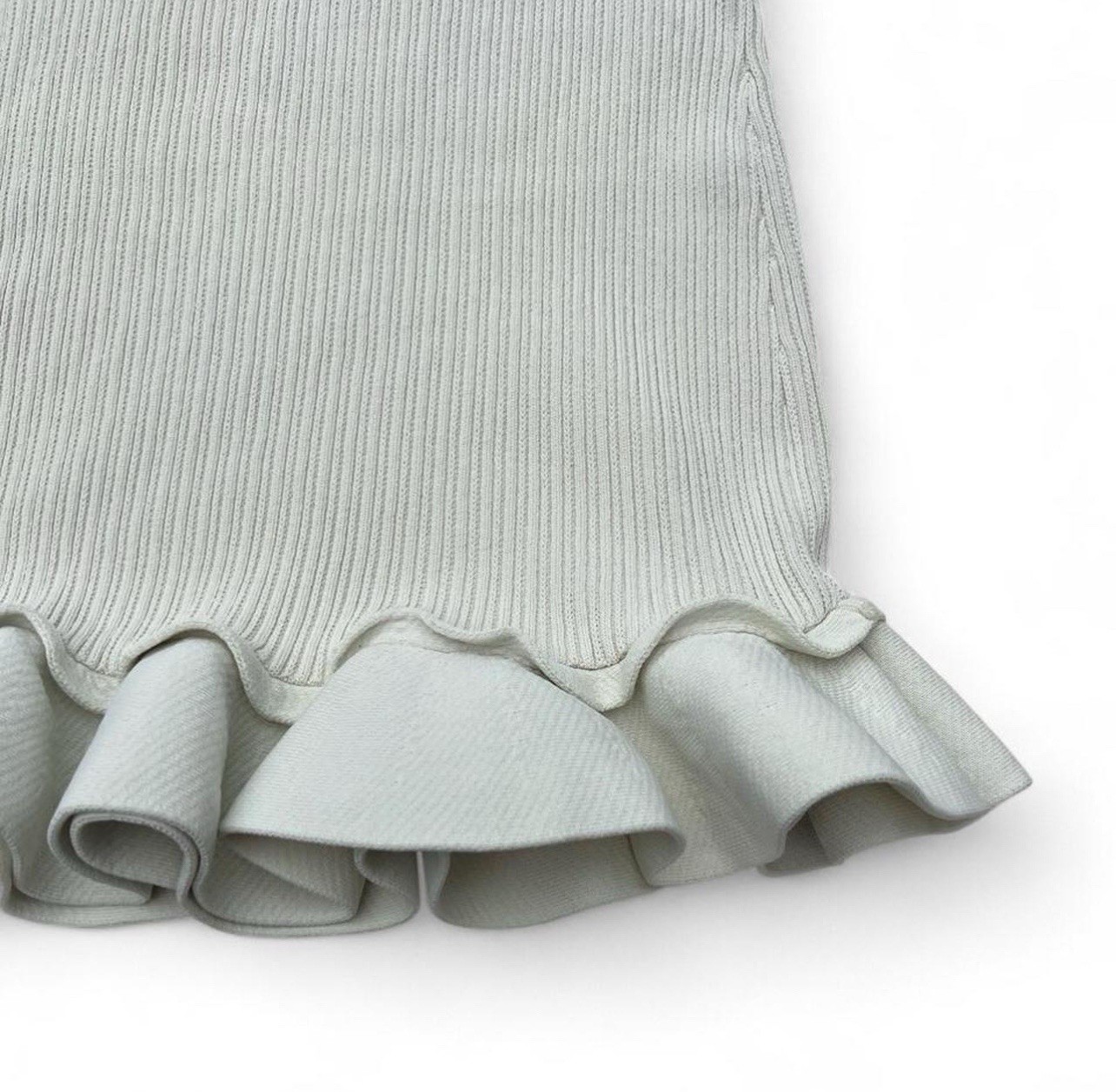 Sandro Ruffle-Trim Pastel Knitted Pencil Mini Skirt Size 38