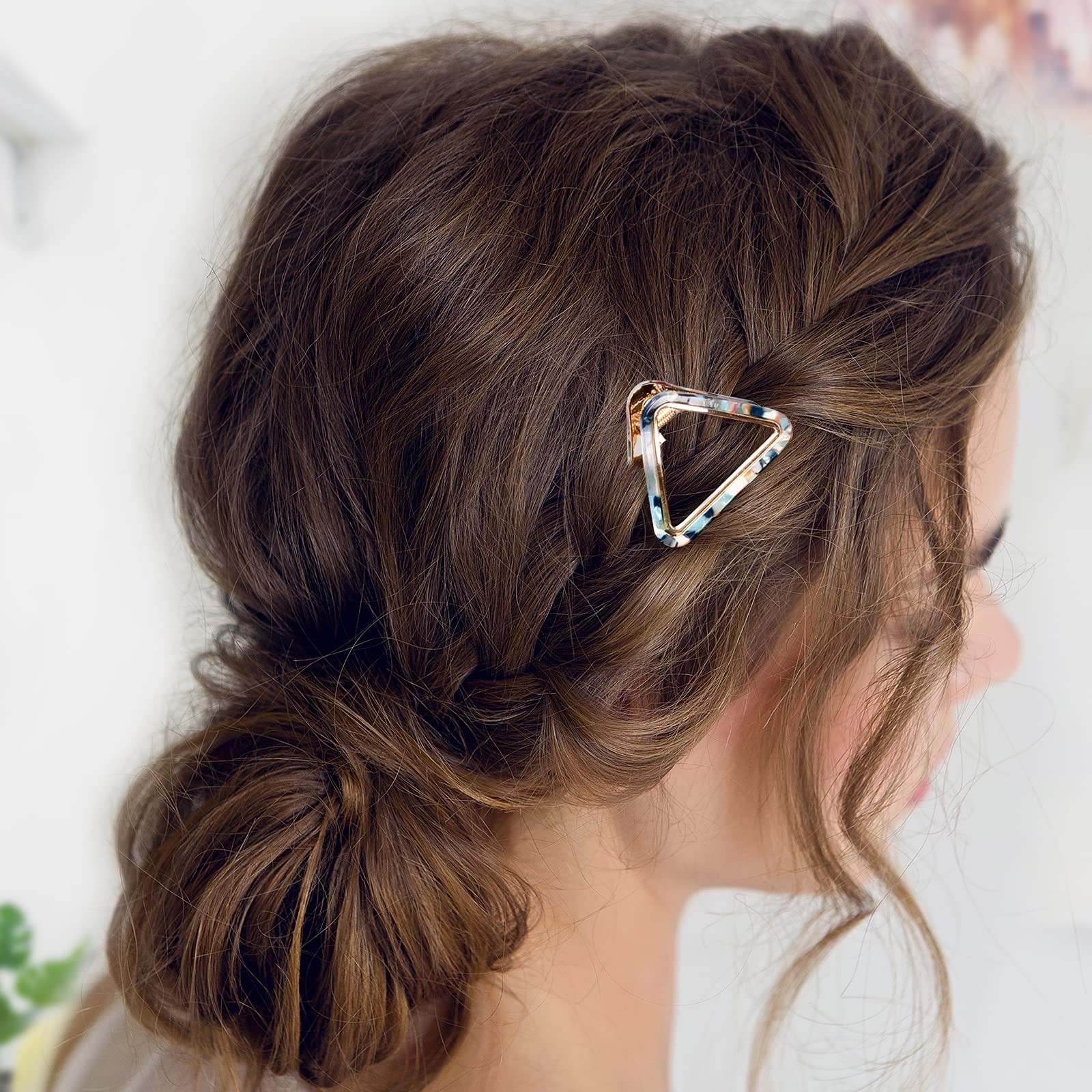 3 Pack Hollow Triangle Hair Clips for Women Girls 2 inch Acetate Hair Jaw Cli…