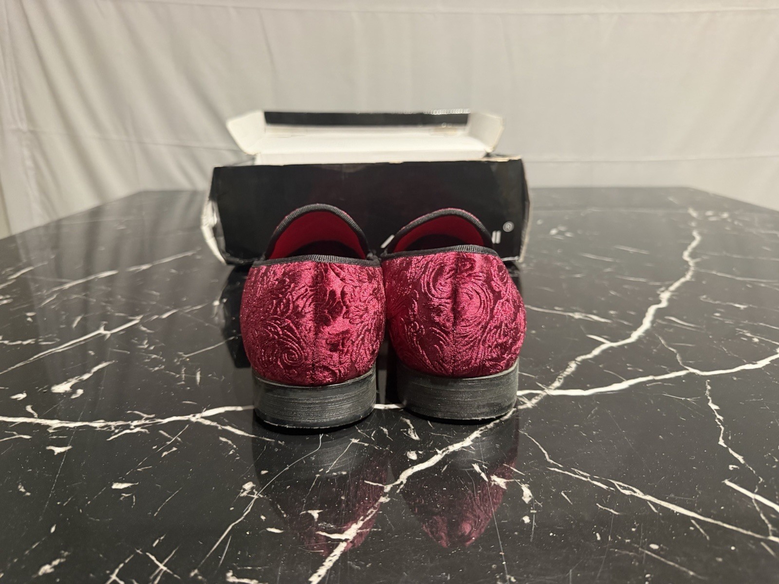 Alberto Fellini Men’s Velvet Flower Designer Dress Dark Purple Loafers US 12