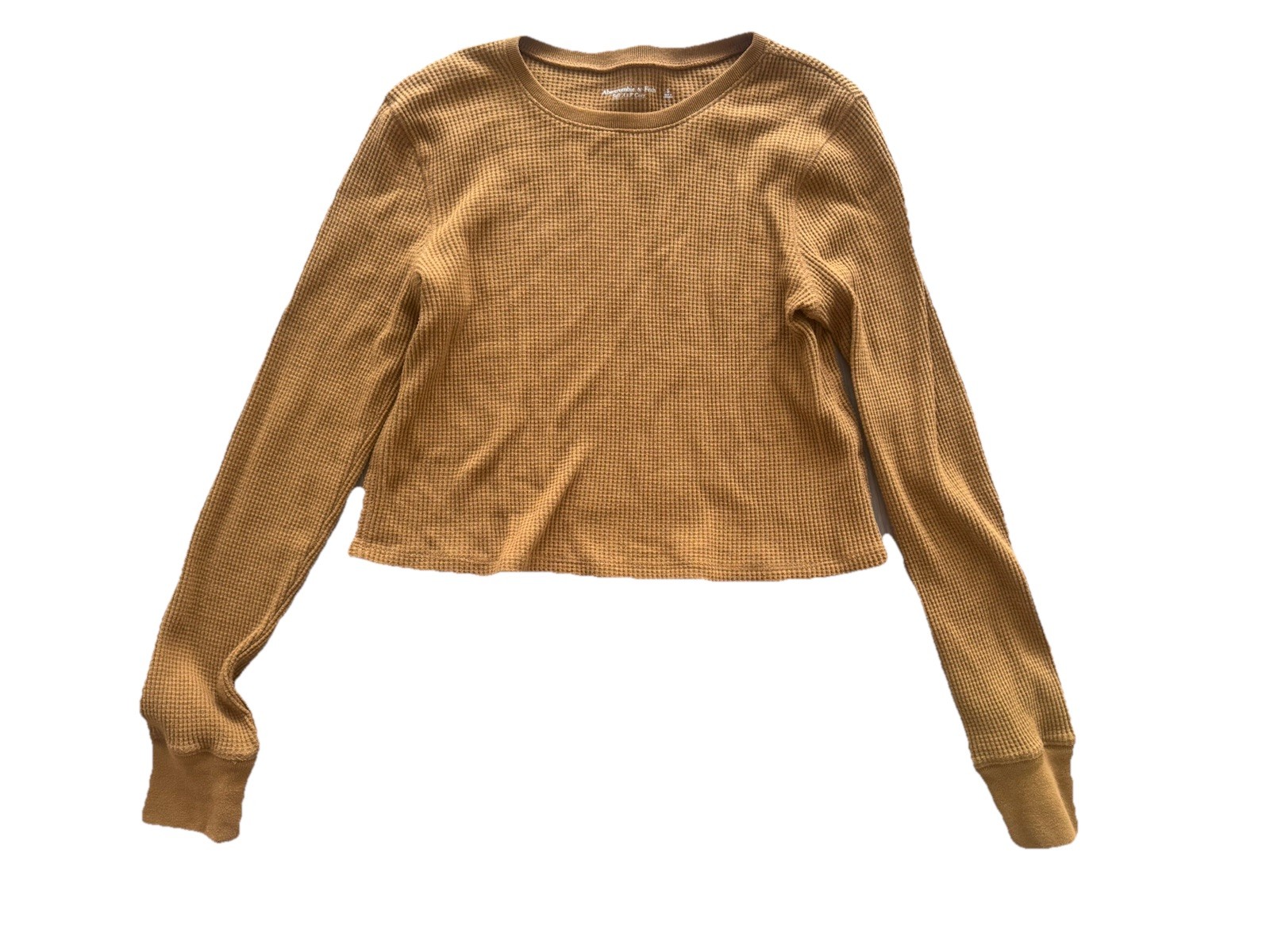 Abercrombie & Fitch Soft A&F Waffle Knit Thermal Top Mustard Yellow Size Small S