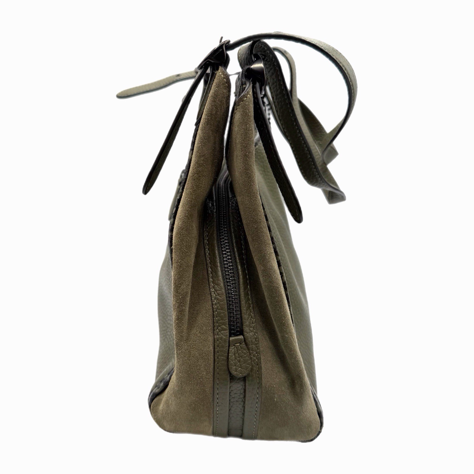 Coach Lori Army Green Pebbled Leather / Suede Shoulder Bag