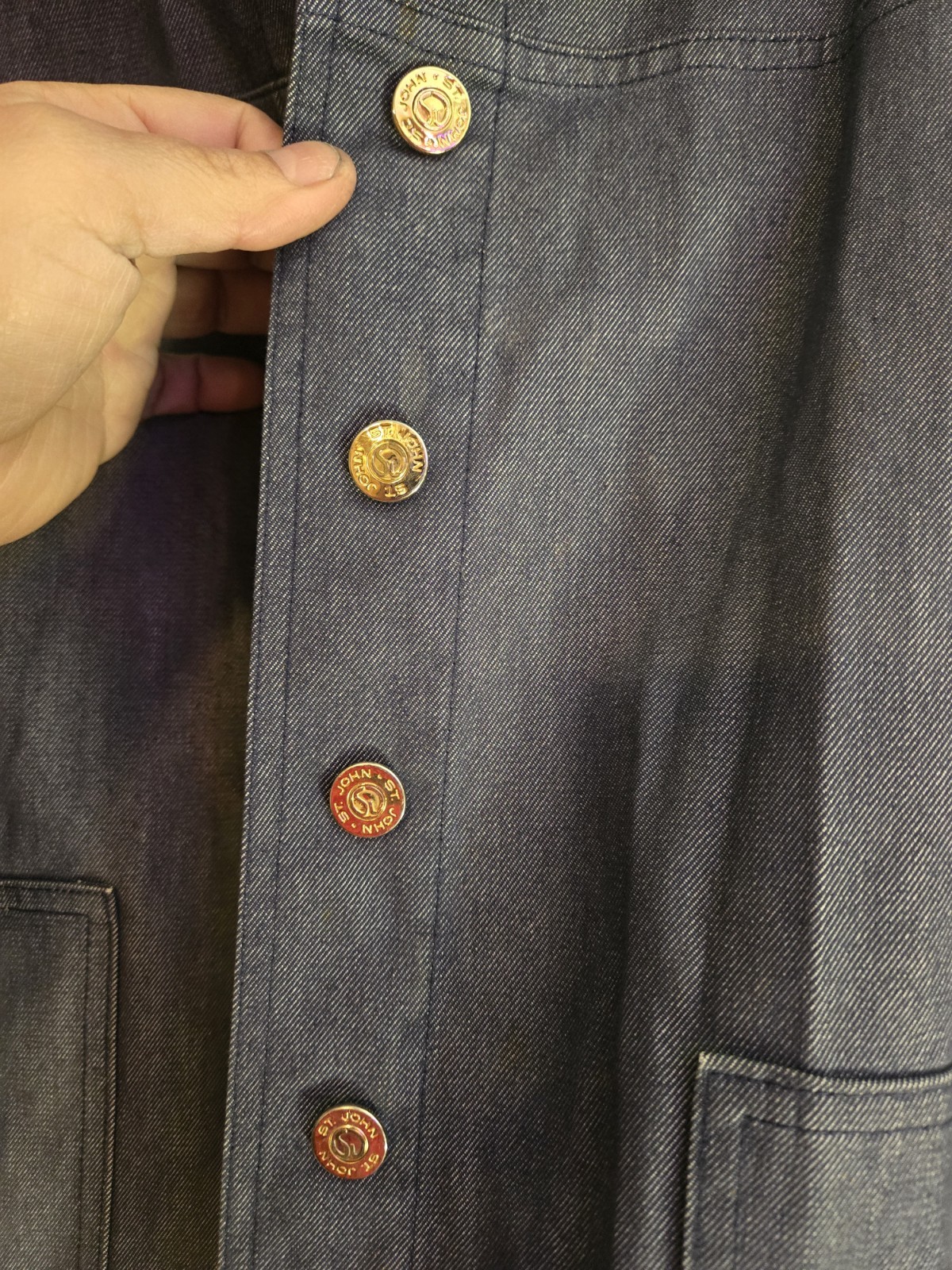 St John Sport By Marie Grey Denim Jacket Size M Old Money
