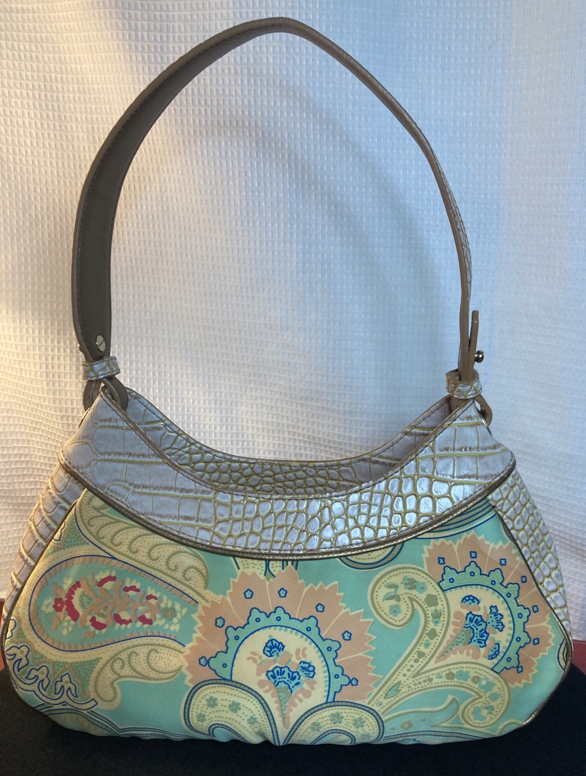 Spring Liz Claiborne Orange & Turquoise Handbag w/Leather Trim – Beadwork Y2K