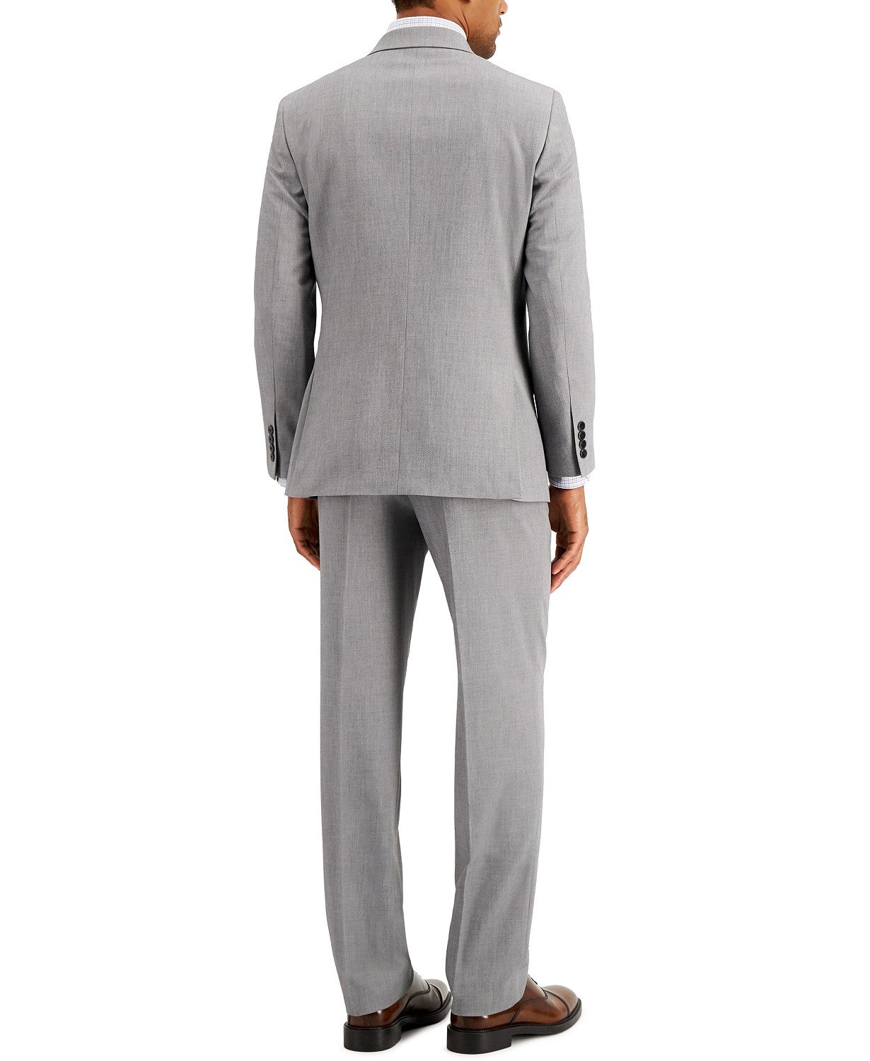 Nautica Mens Modern Fit 2 Piece Suit 46 R / 40 Waist Light Grey Solid Stretch