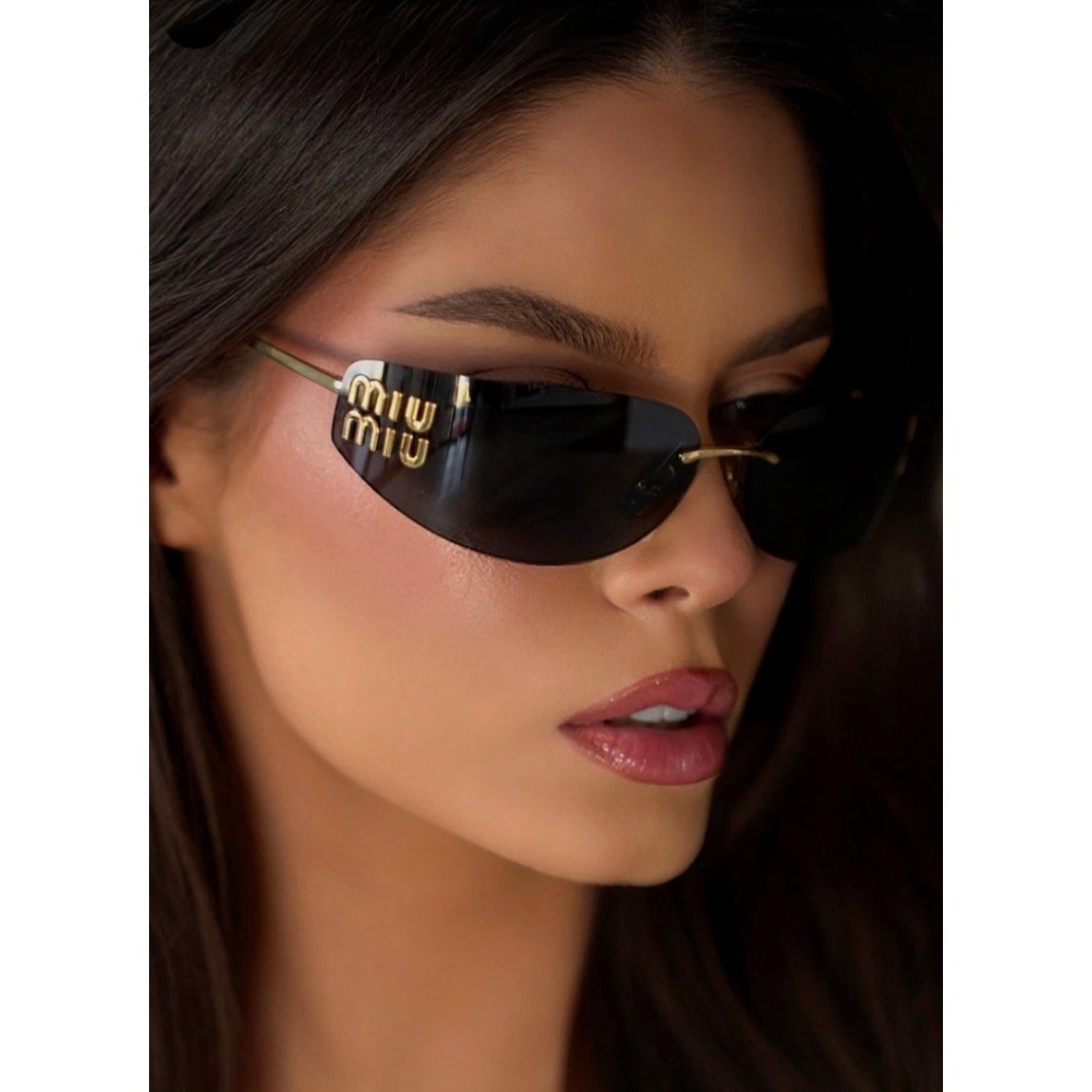 CNEW Miu Miu MU A51S Mask Sunglasses in Gold Grey $696
