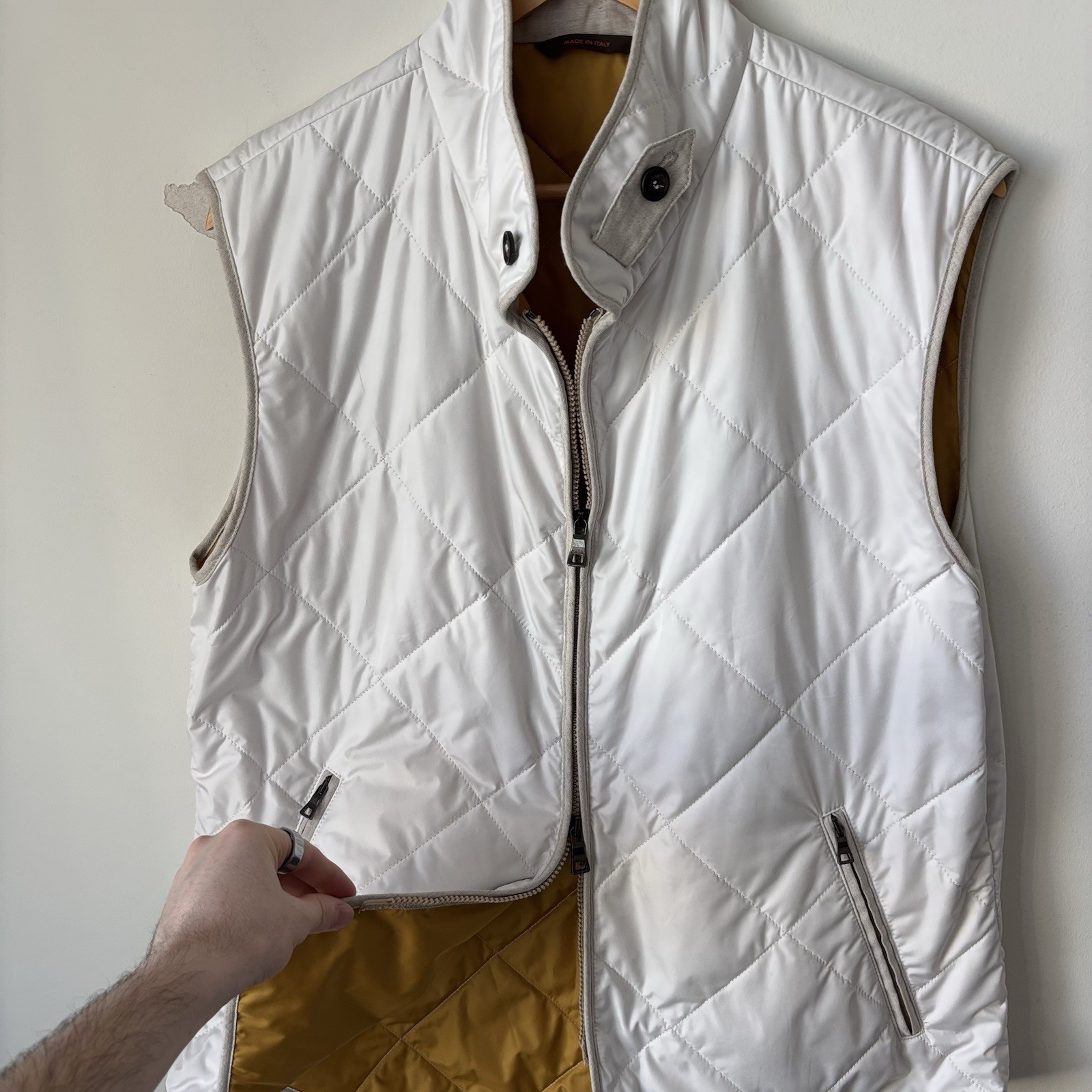 Waterville Fit Quilted Vest Size 54 XL Water Repellant Diamond Made In Italy
