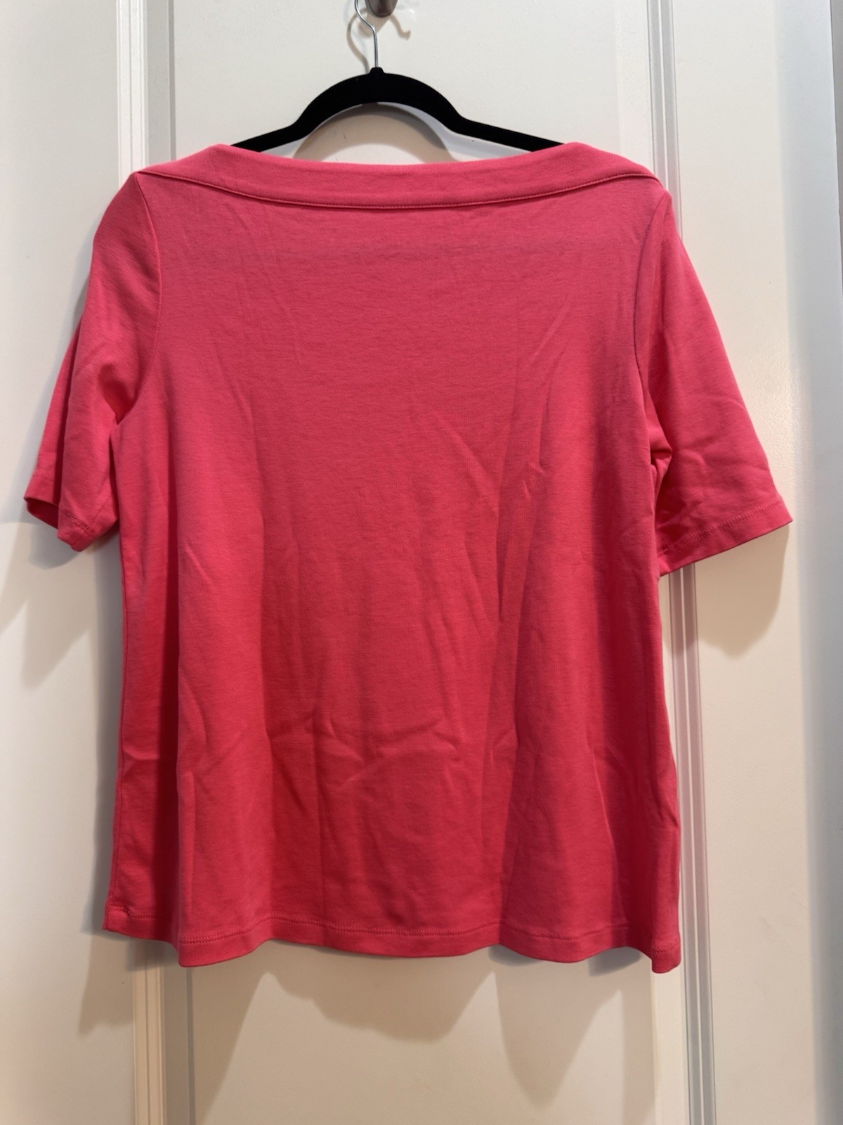 J. Jill Perfect Pima Hot Pink Short Sleeve Tee MP Boat Neck Armpit To Armpit 20”