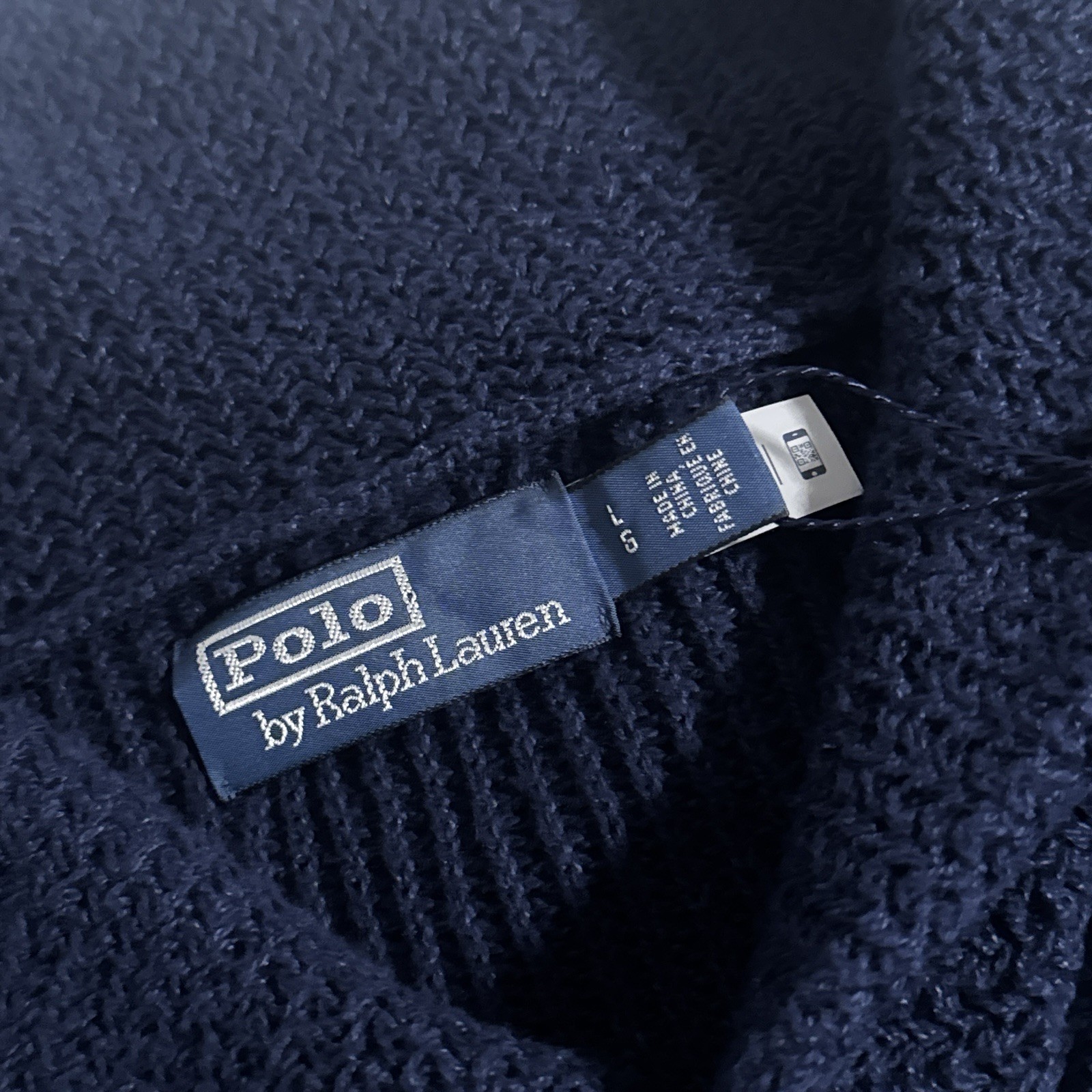 NEW Polo Ralph Lauren Men’s Large Navy Distressed Linen Cotton Shawl Cardigan L