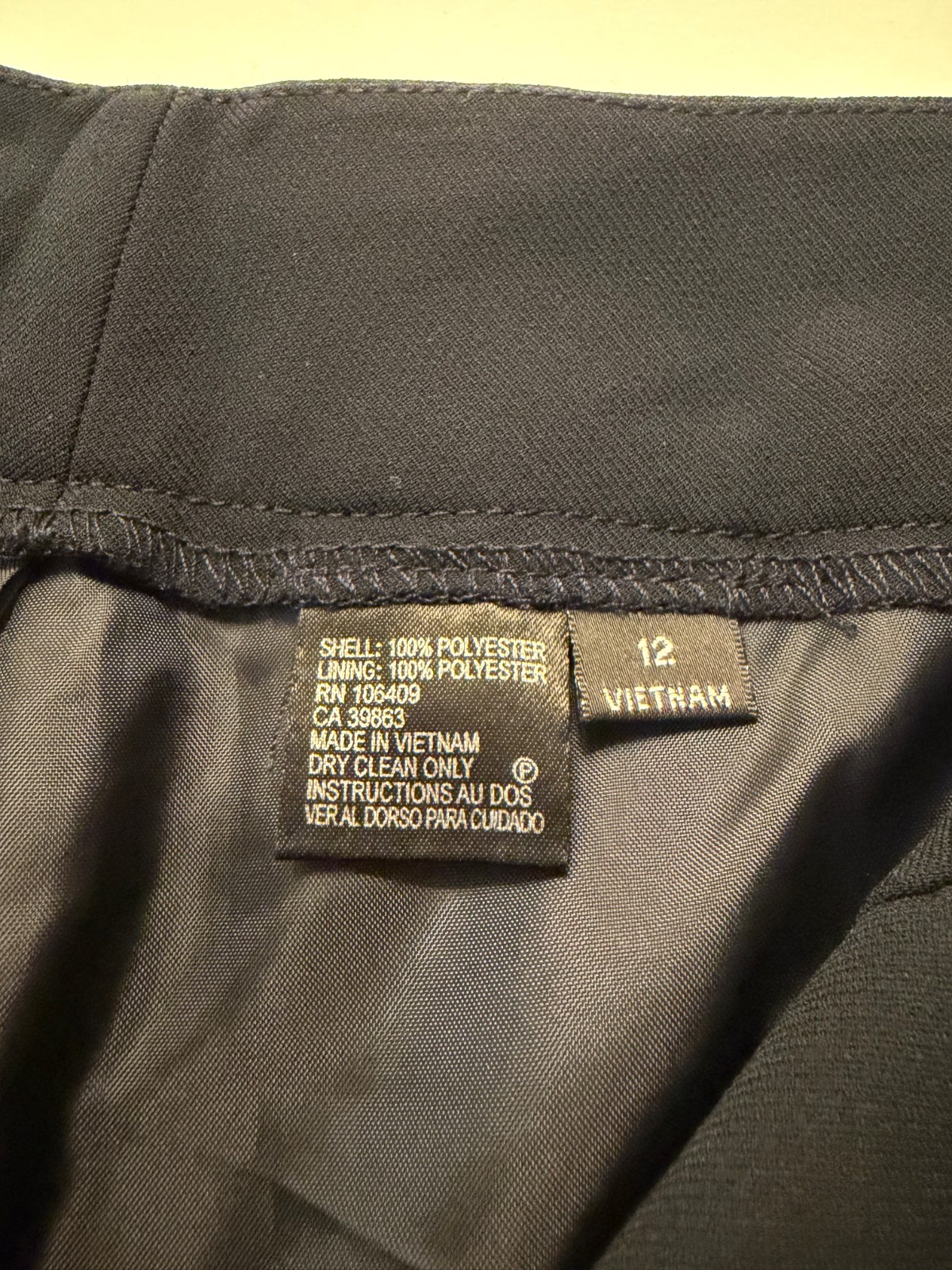 NWT Tahari Arthur S. Levine Black Trousers Size 12 Straight Leg Dress Pants