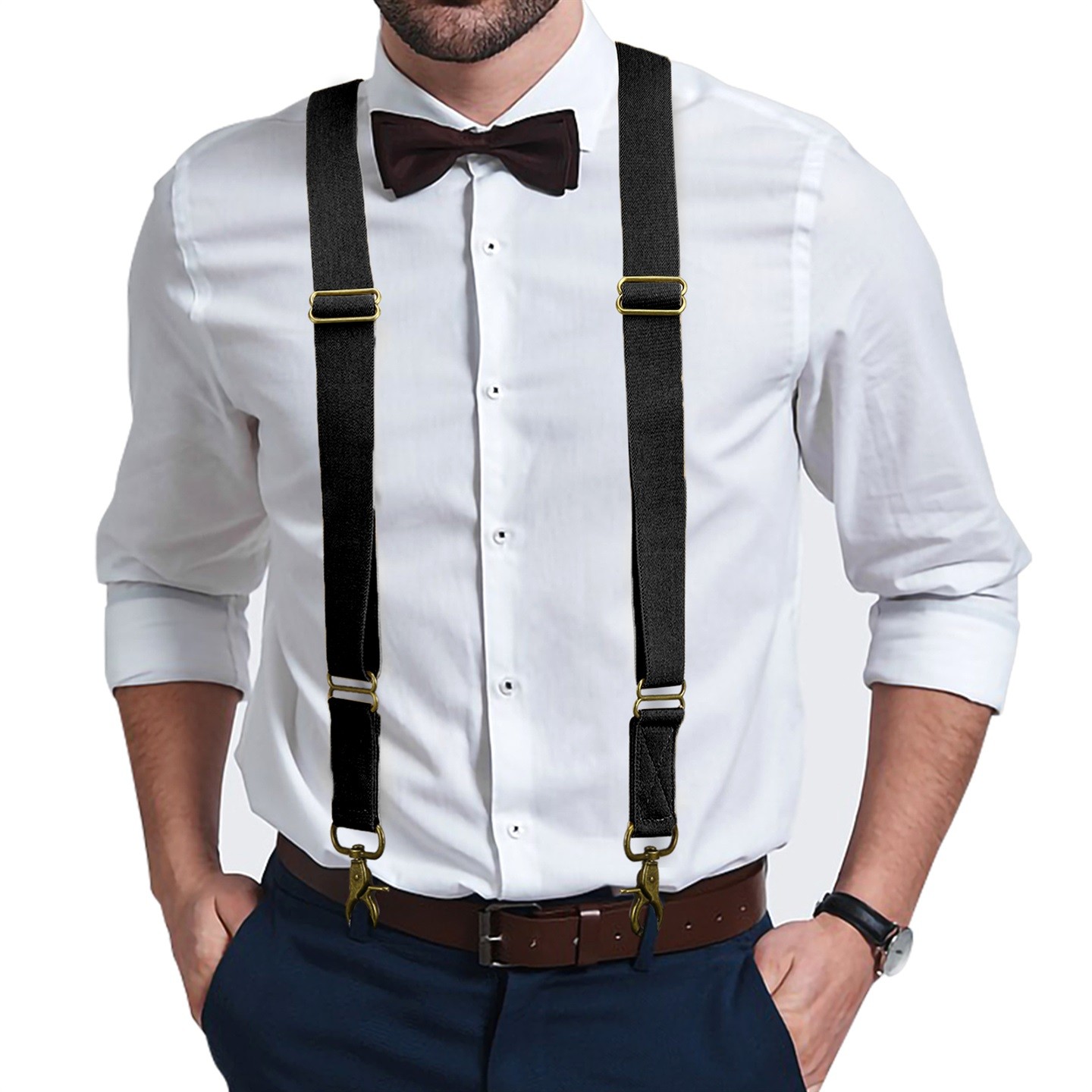 Buyless Fashion Trucker 2 Pack Suspender Men 48″ Adjustable Strap Utility Braces